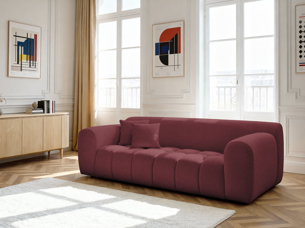Bobochic Melisse Sofa 3-Sitzer Melange-Stoff Rot