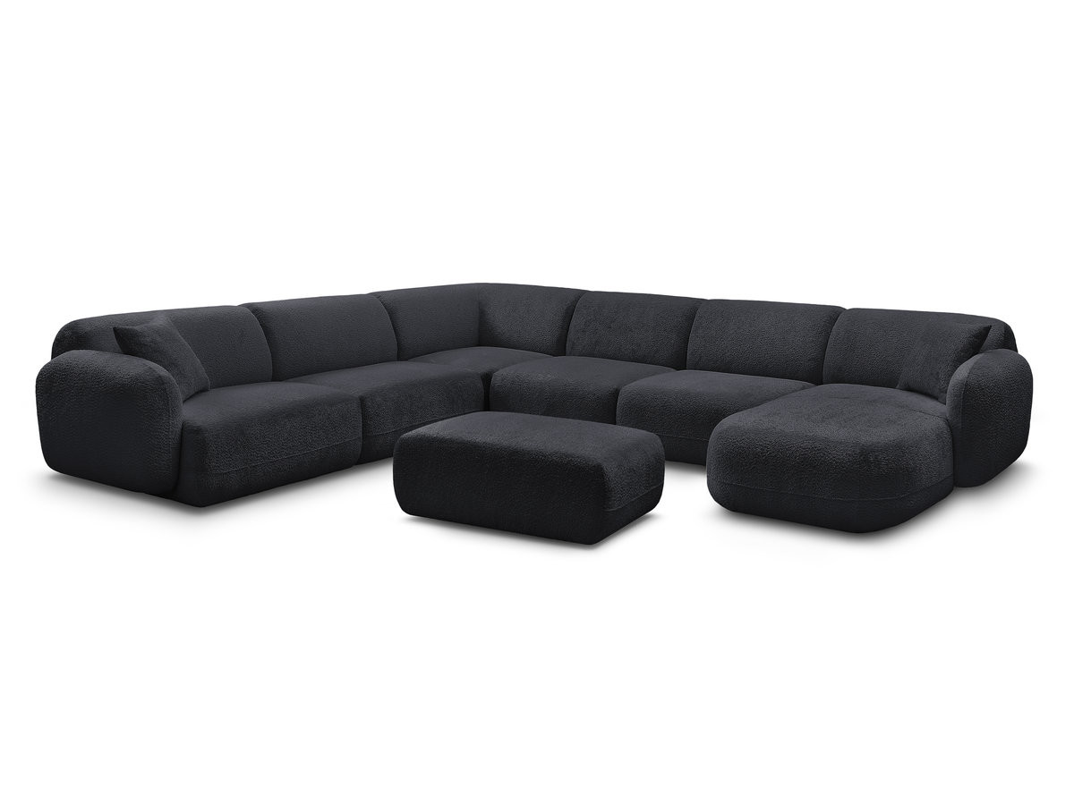 Bobochic Anda Wohnlandschaft mit Pouf 373 × 289 cm Chenille Schwarz Ecke links