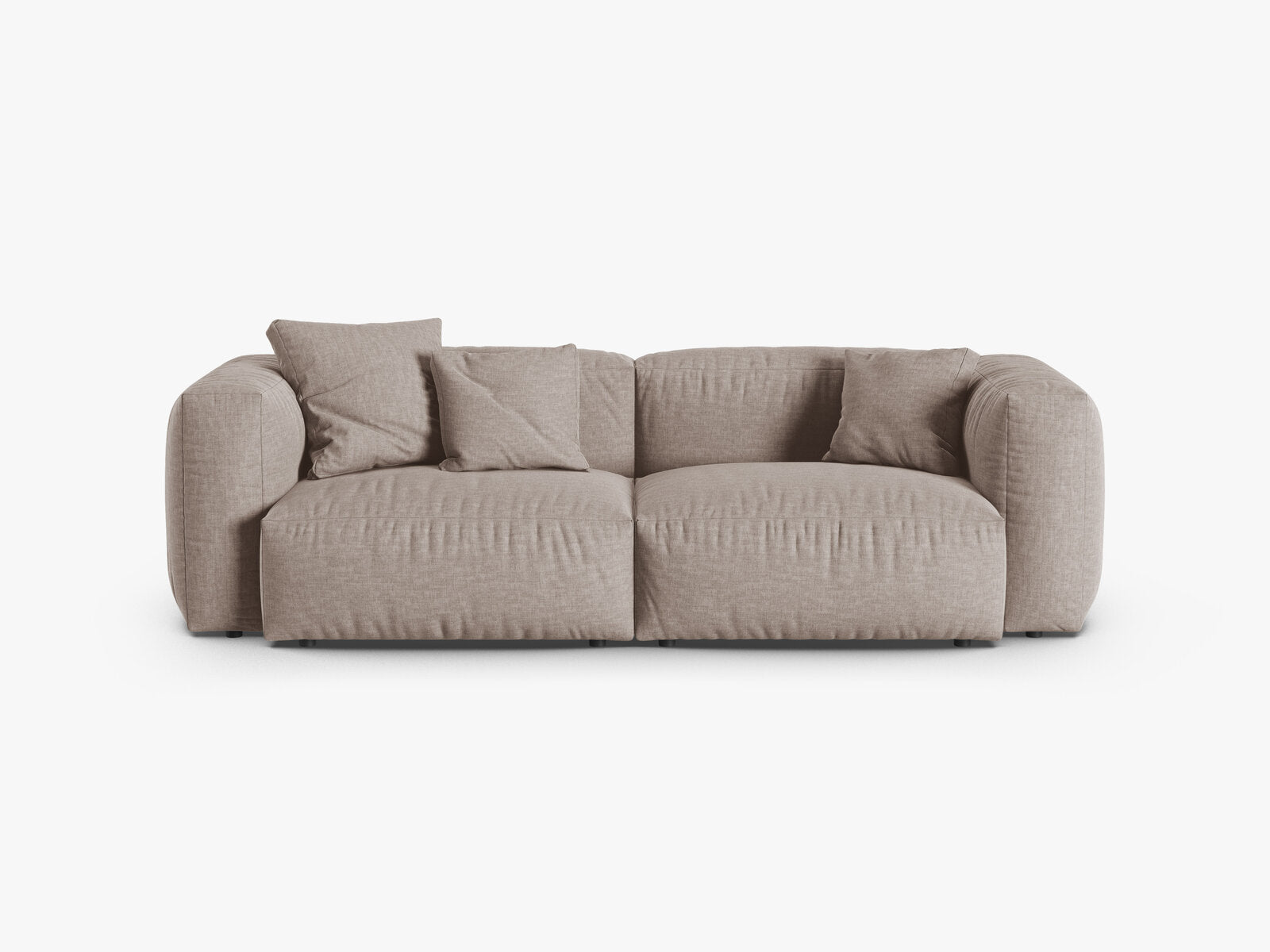 Micadoni Sofa Martina 3-Sitzer 90cm Sitztiefe Strukturierter Stoff Boston Dunkelbeige
