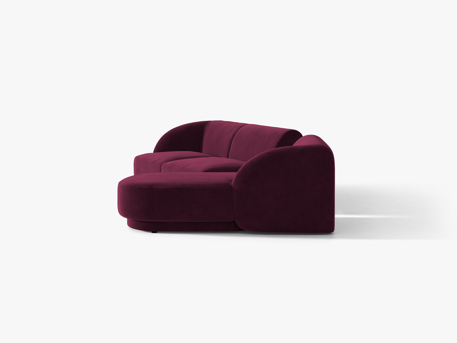 Micadoni Modulares Sofa Miley mit Recamiere 3-Sitzer Rechts Samt Venus Burgunder