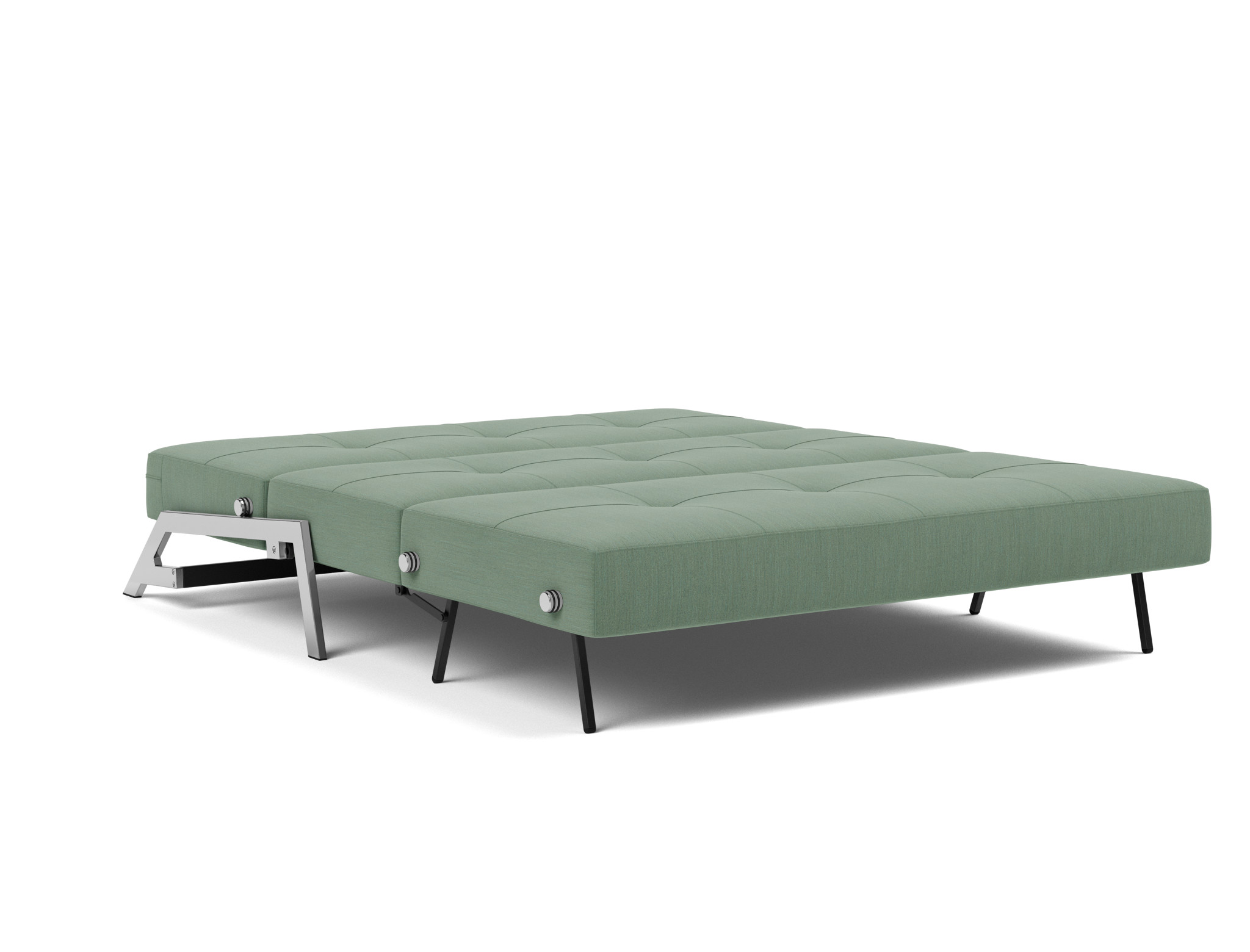 Schlafsofa Cubed 160 Flachgewebe Elegance 518-Green Beine Chrom