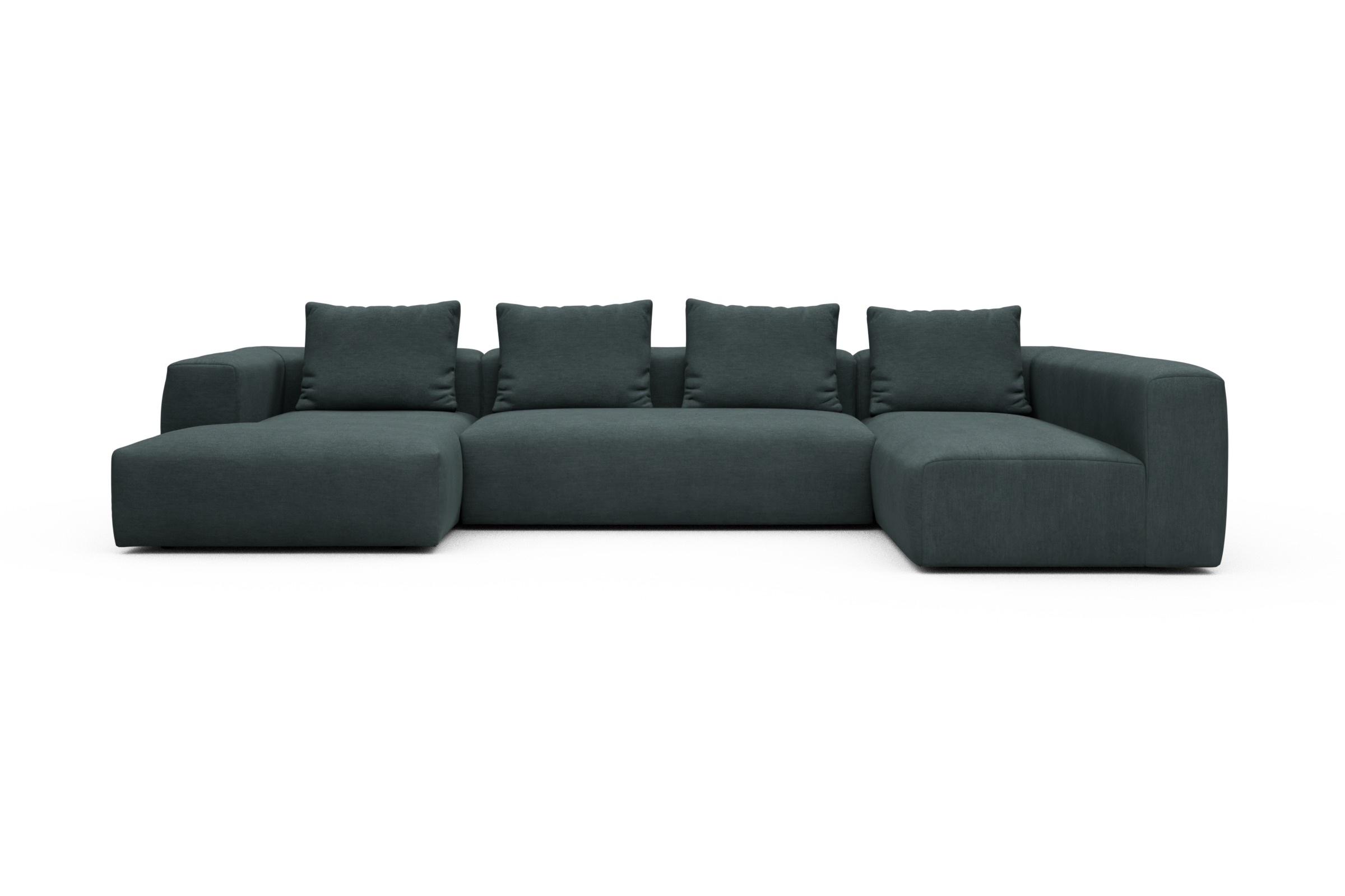 Skandi Home Wohnlandschaft Fred Chaiselongue links mit 2-Sitzer und lange Armlehne rechts Vivus-Blue moebelfaktor