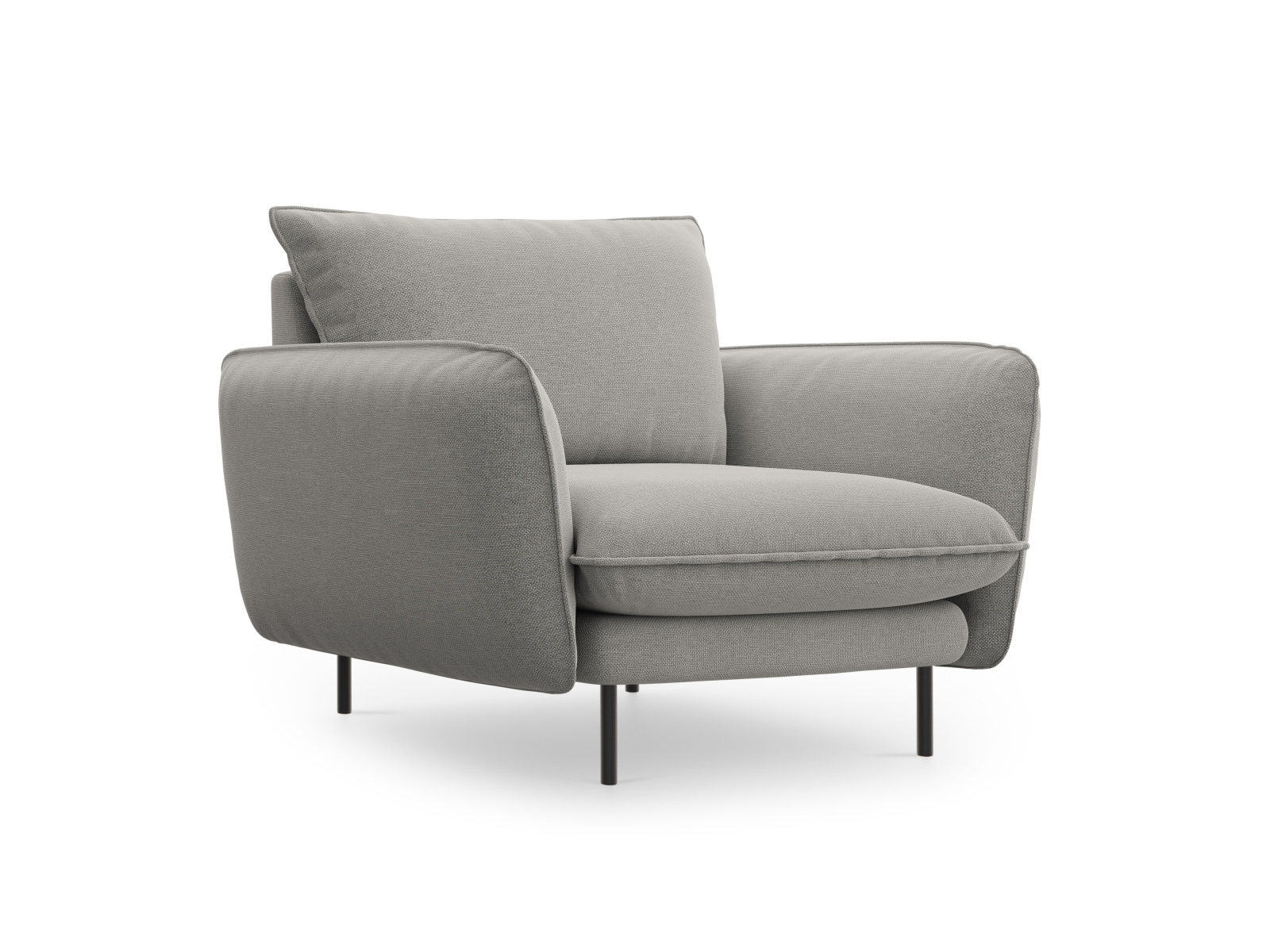 Cosmopolitan Design Sessel Vienna Strukturierter Stoff Asgard/Positano Hellgrau Beine Schwarzes Metall