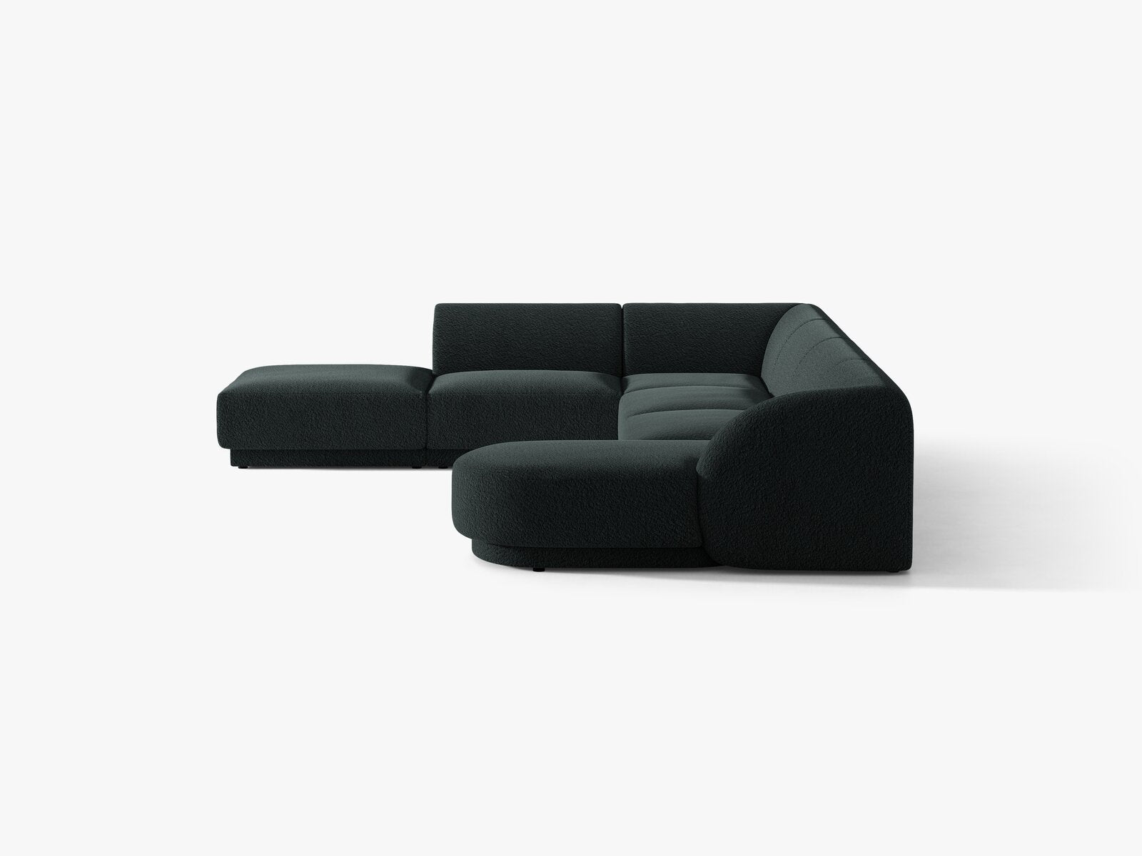Micadoni Panorama-Ecksofa Miley 6-Sitzer Links Boucle Baloo Schwarz
