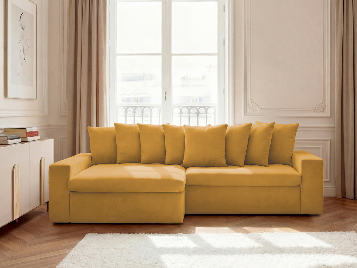 Bobochic Enore Ecksofa 330 × 100 cm Stoff Gelb Ecke links