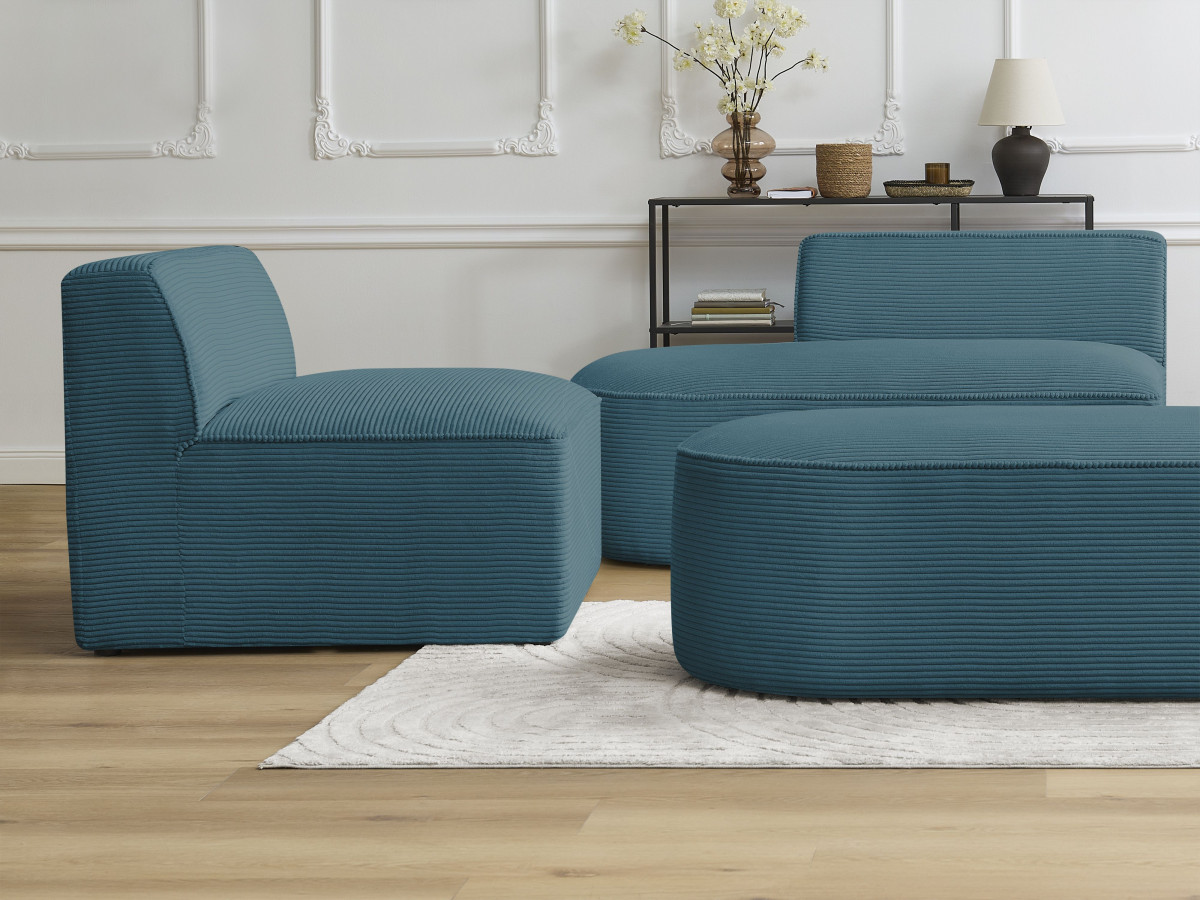 Bobochic Rousseau Sofamodul 1-Sitzer Cordsamt Dunkelblau