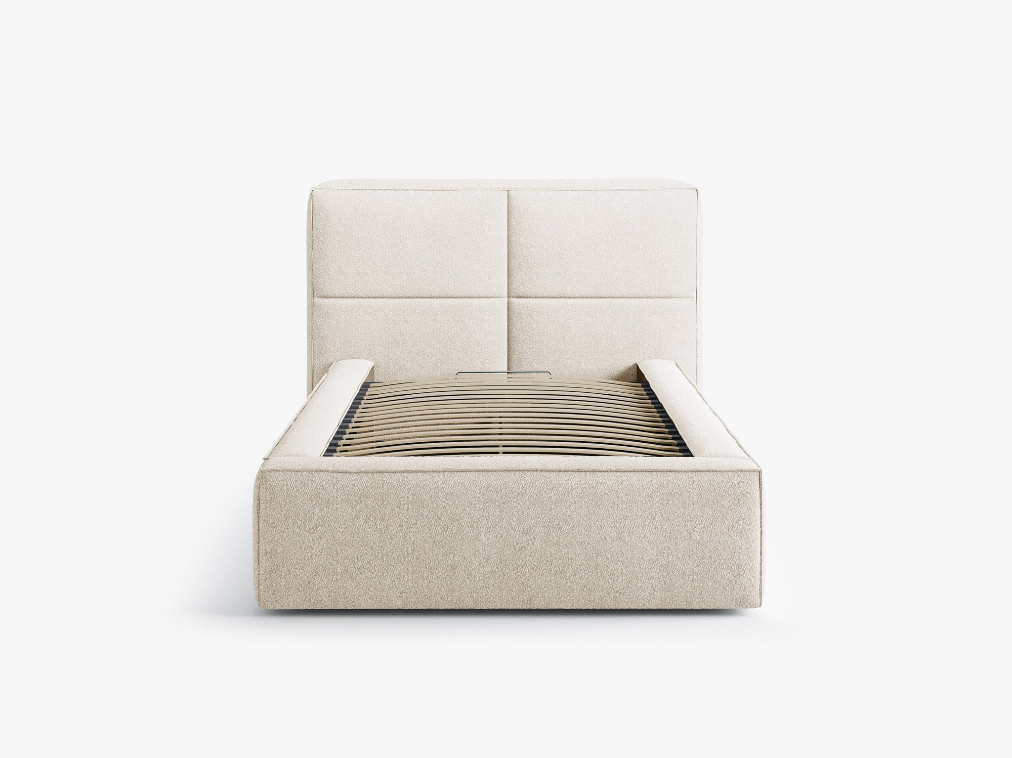 Micadoni Stauraumbett mit Kopfteil Darren Boucle Legend Helles Beige 90x200