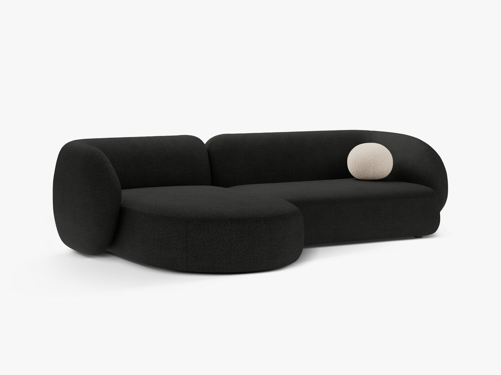 Micadoni Ecksofa Kate 3-Sitzer Links Boucle Schwarz