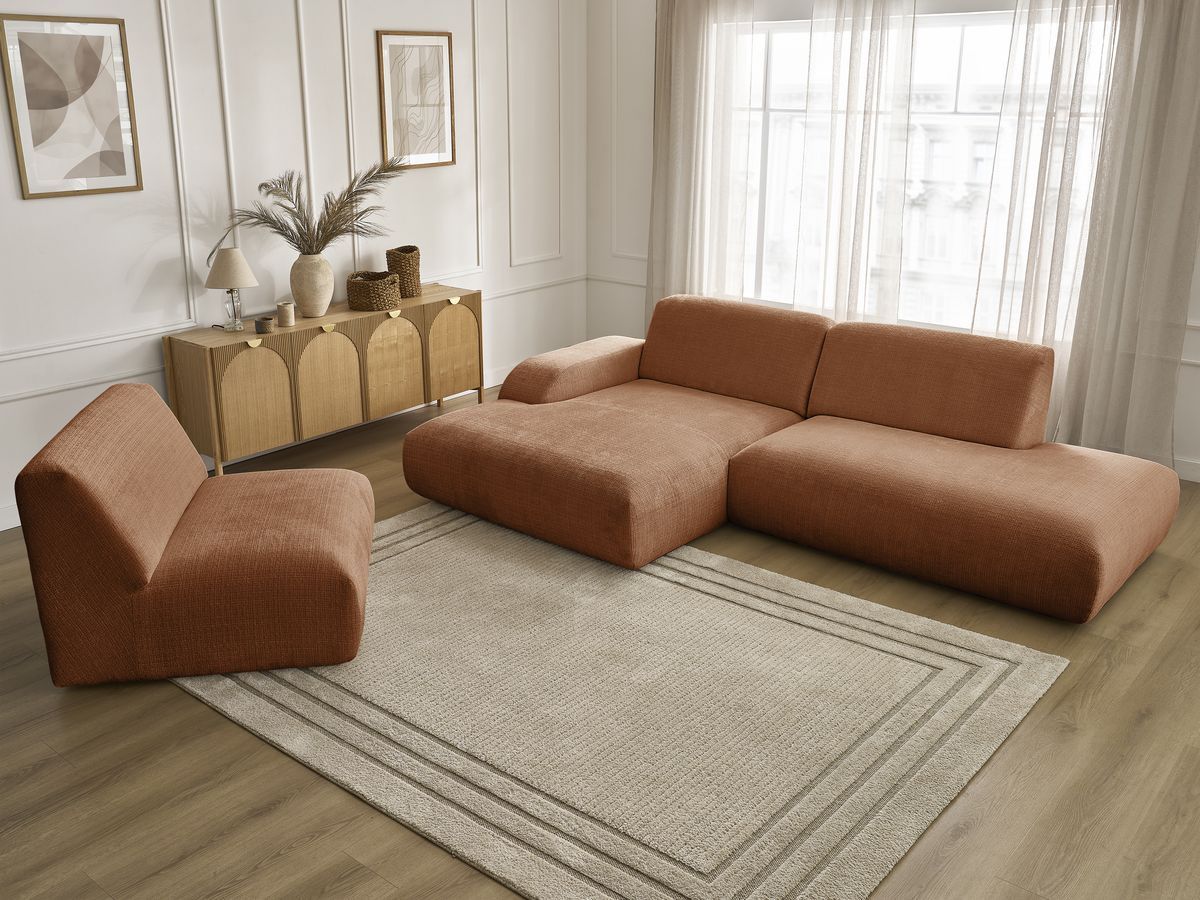Bobochic Sirius Ecksofa 405 × 170 cm Strukturstoff Orange Ecke links