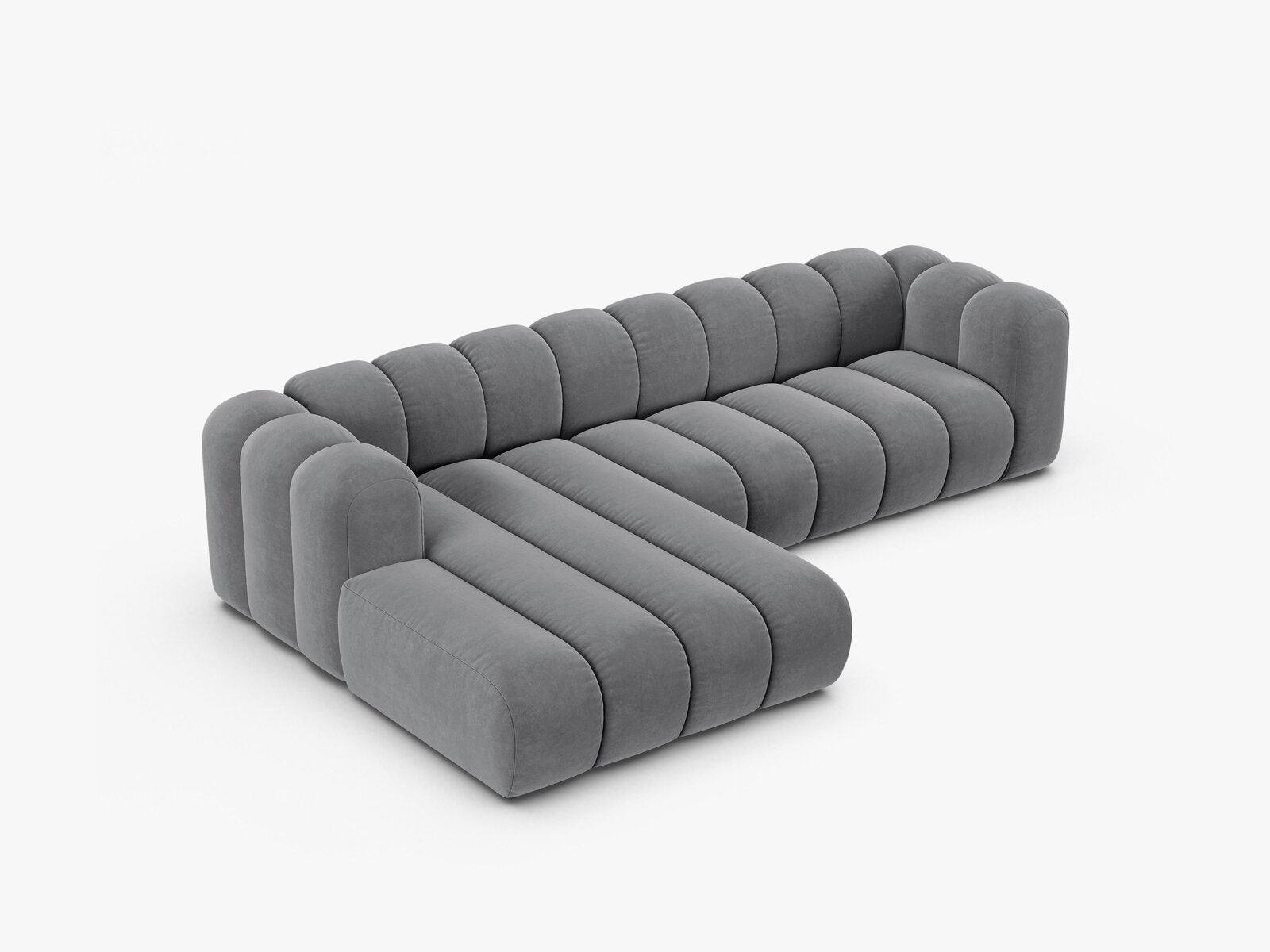 Micadoni Modulares Ecksofa Lupine 4-Sitzer Links Samt Salvador Grau