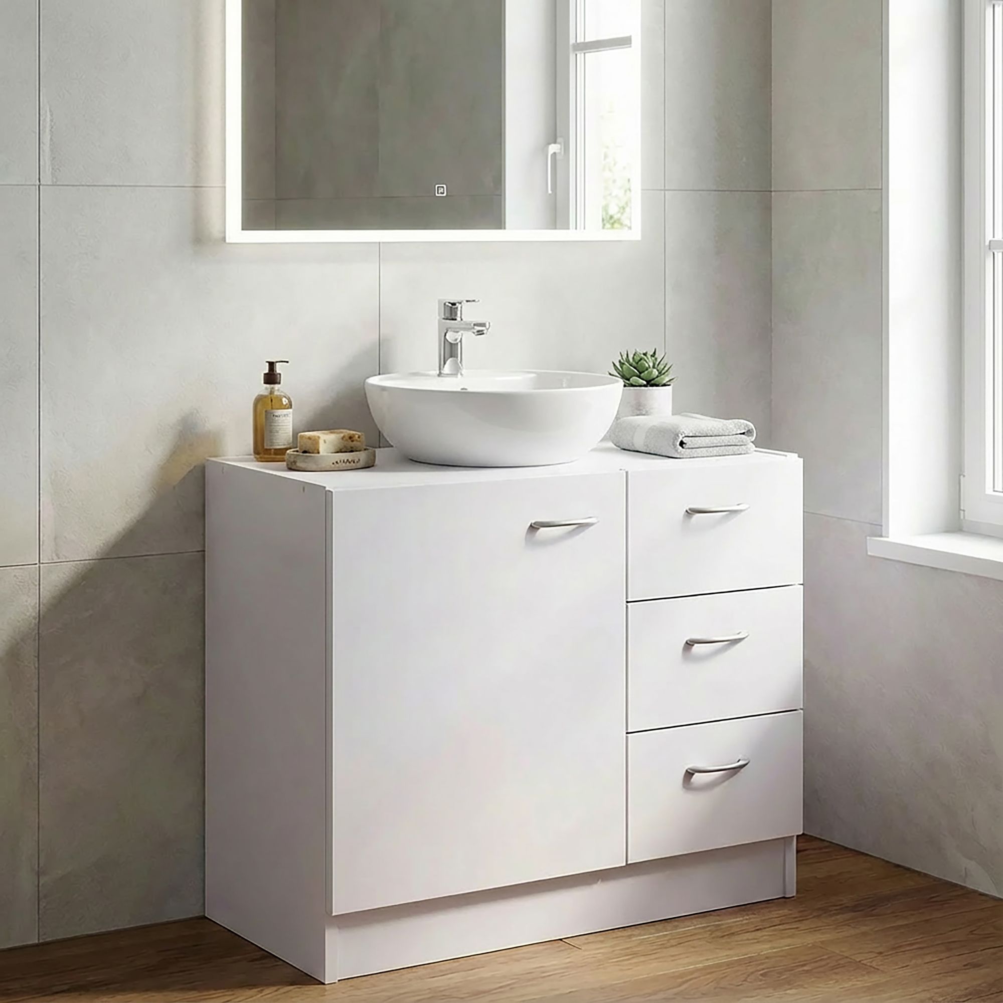 Waschbeckenschrank Hardanger Weiß 63 × 30 × 54 cm