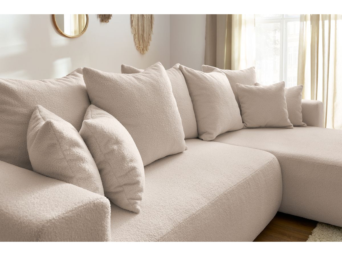 Bobochic Envy Ecksofa mit Schlaffunktion und Bettkasten Bouclé-Stoff Beige