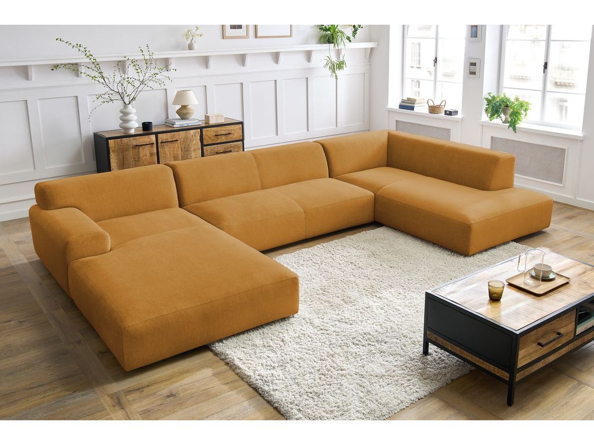 Bobochic Lavena Wohnlandschaft 399 × 220 cm Samt Gelb Ecke links