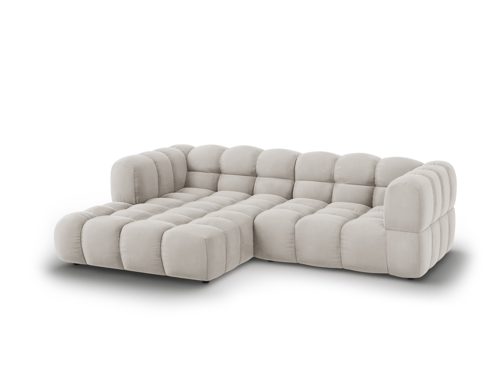 Cosmopolitan Design Ecksofa Sky 3-Sitzer Samt Casino Helles Beige Links