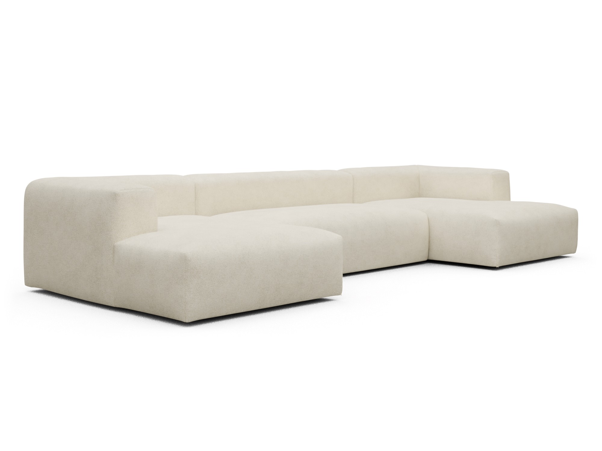 Skandi Home Wohnlandschaft Fred mit 2-Sitzer und Chaiselongue beidseitig Boucle-Off-White moebelfaktor