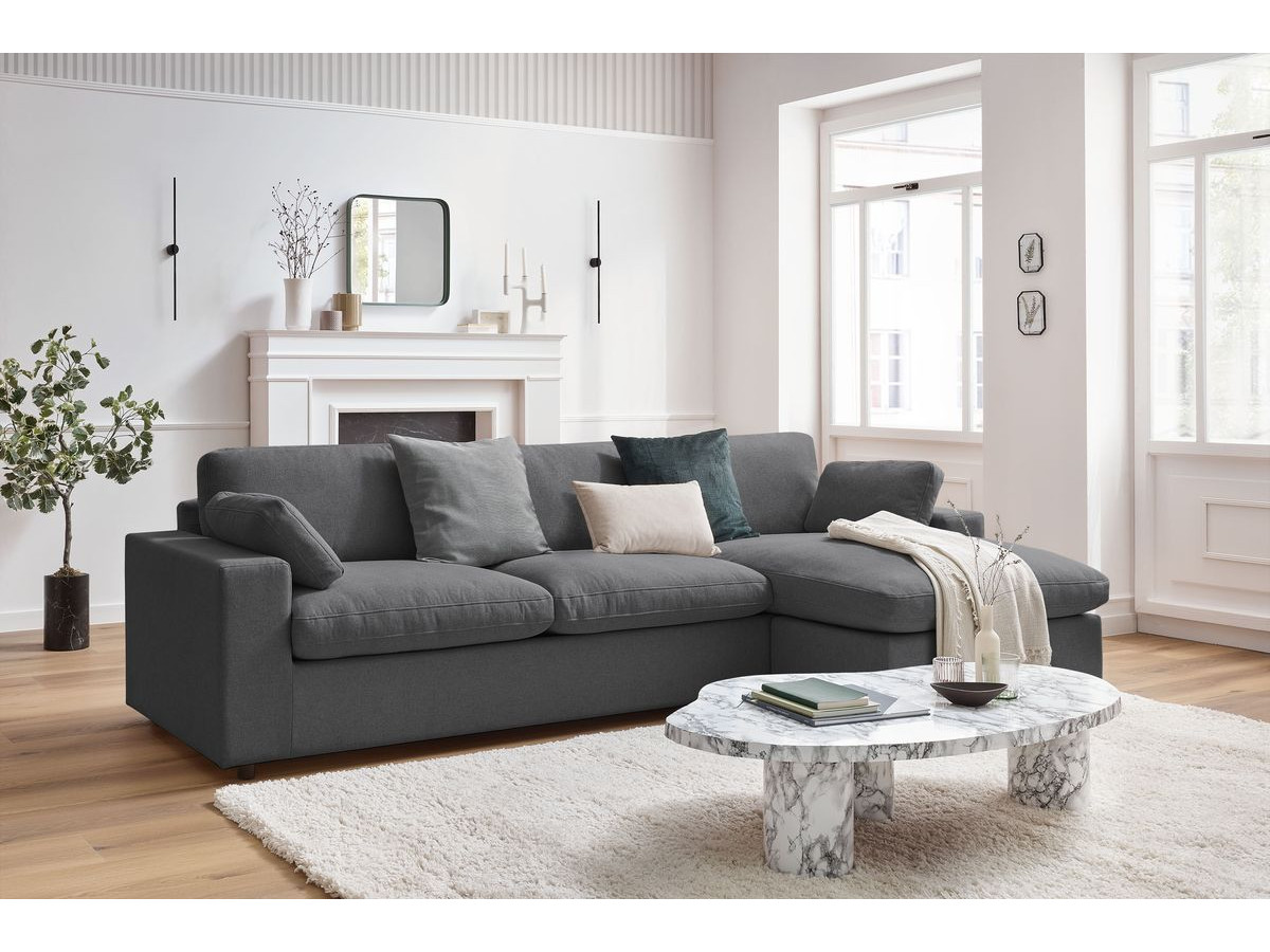 Bobochic Belair Ecksofa 280 × 139 cm Stoff Dunkelgrau