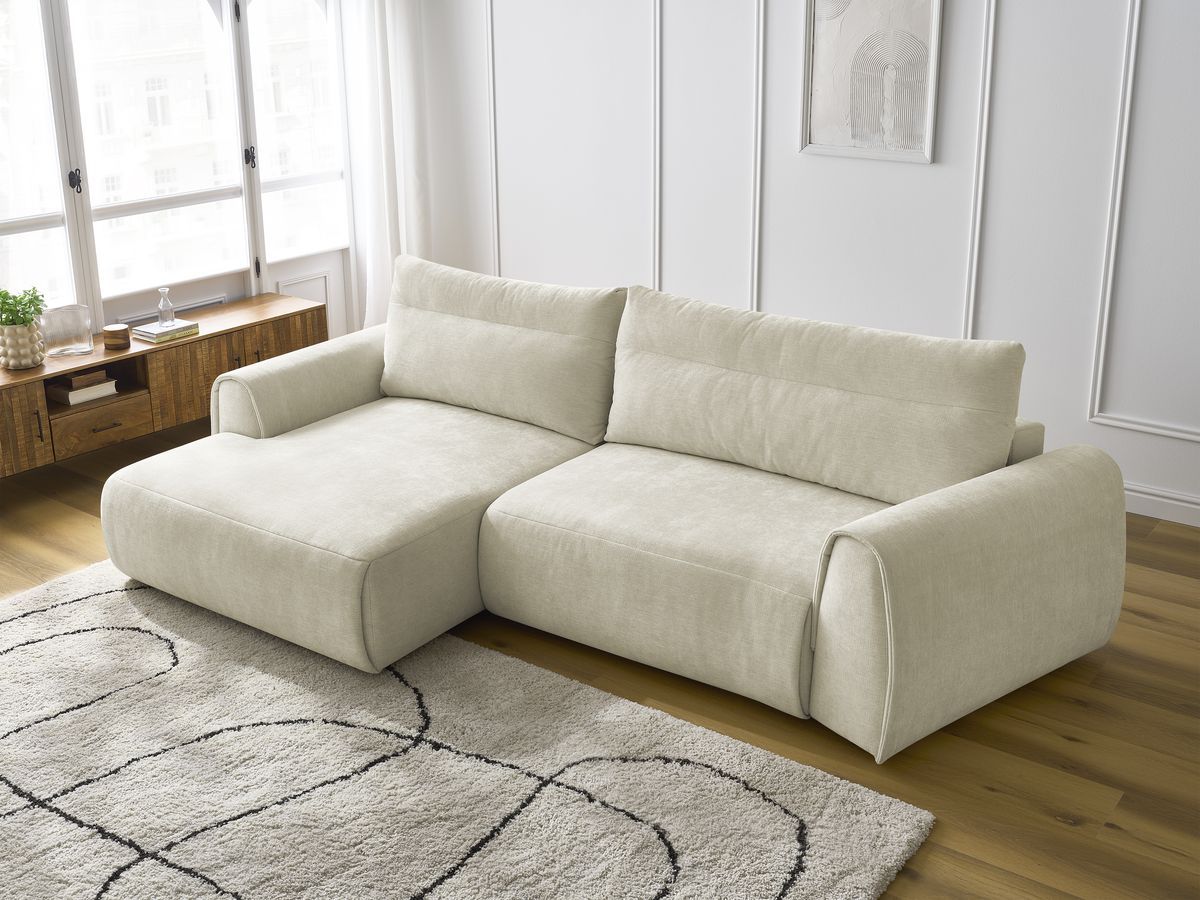 Bobochic Aden Ecksofa 293 × 152 cm Stoff Beige Ecke links