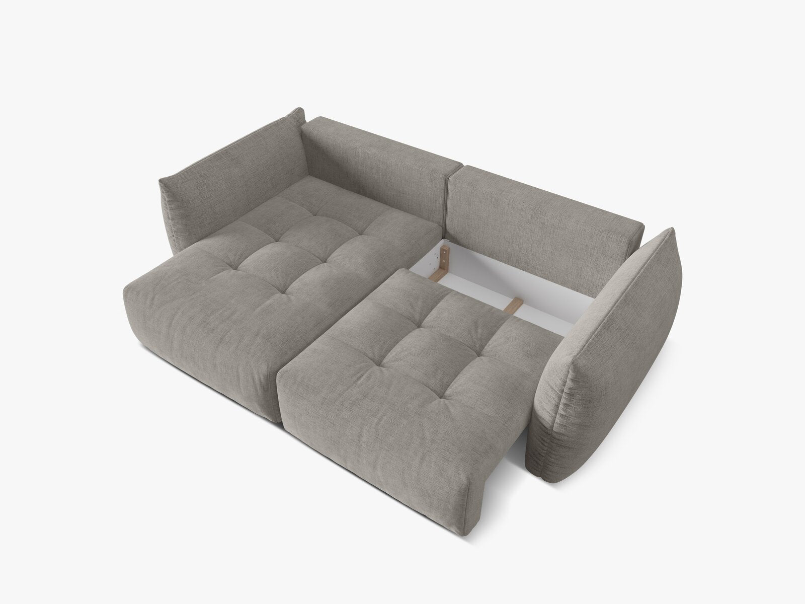 Micadoni Bloom Ecksofa 3-Sitzer mit Schlaffunktion Links Strukturierter Stoff Wind Hellgrau