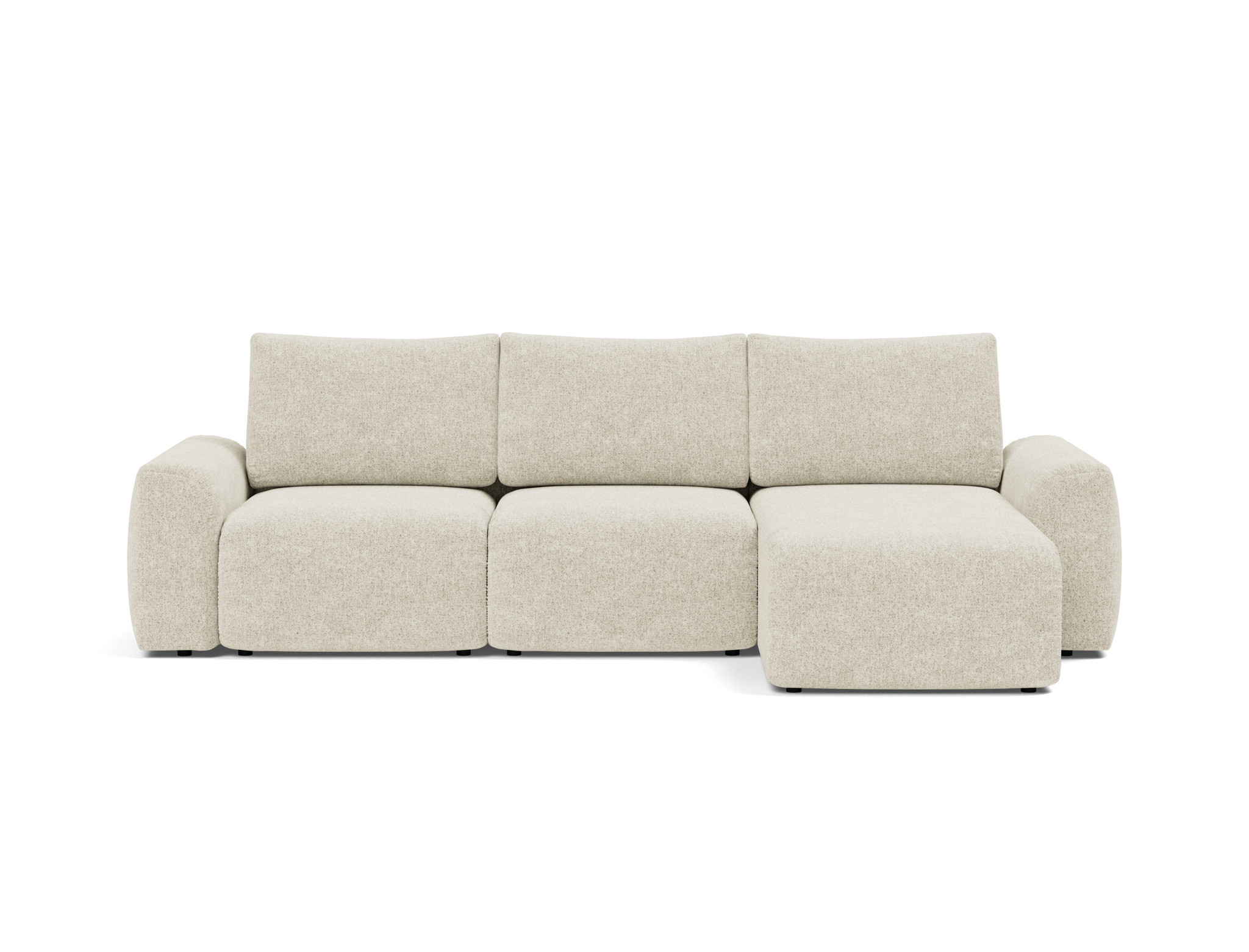 Schlafsofa Norum mit Chaiselongue und Chunky-Armlehnen Strukturierter Stoff Taura 357-Off-White