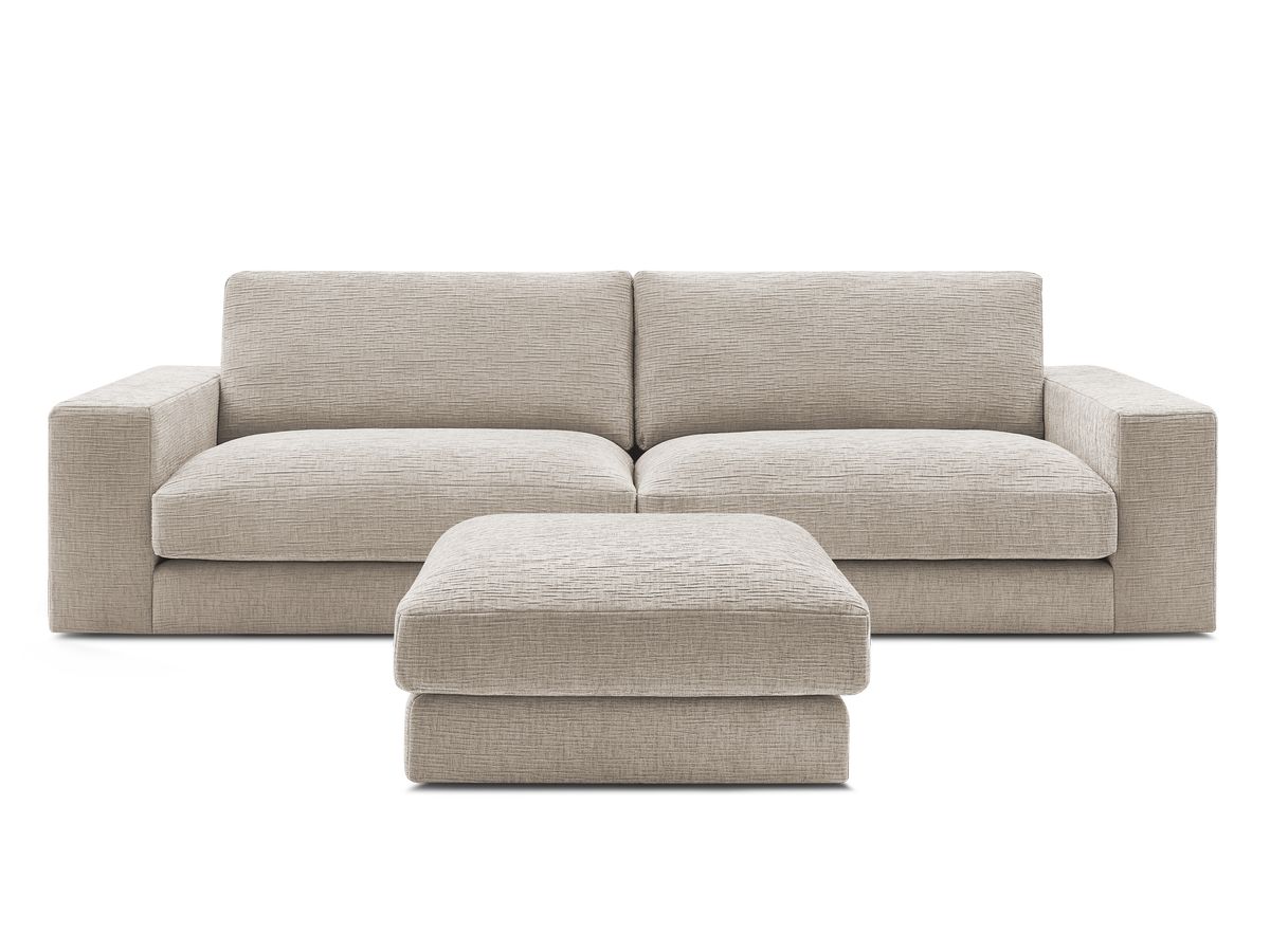 Bobochic Leonard Sofa 4-Sitzer mit Pouf 234 × 109 cm Strukturstoff Beige