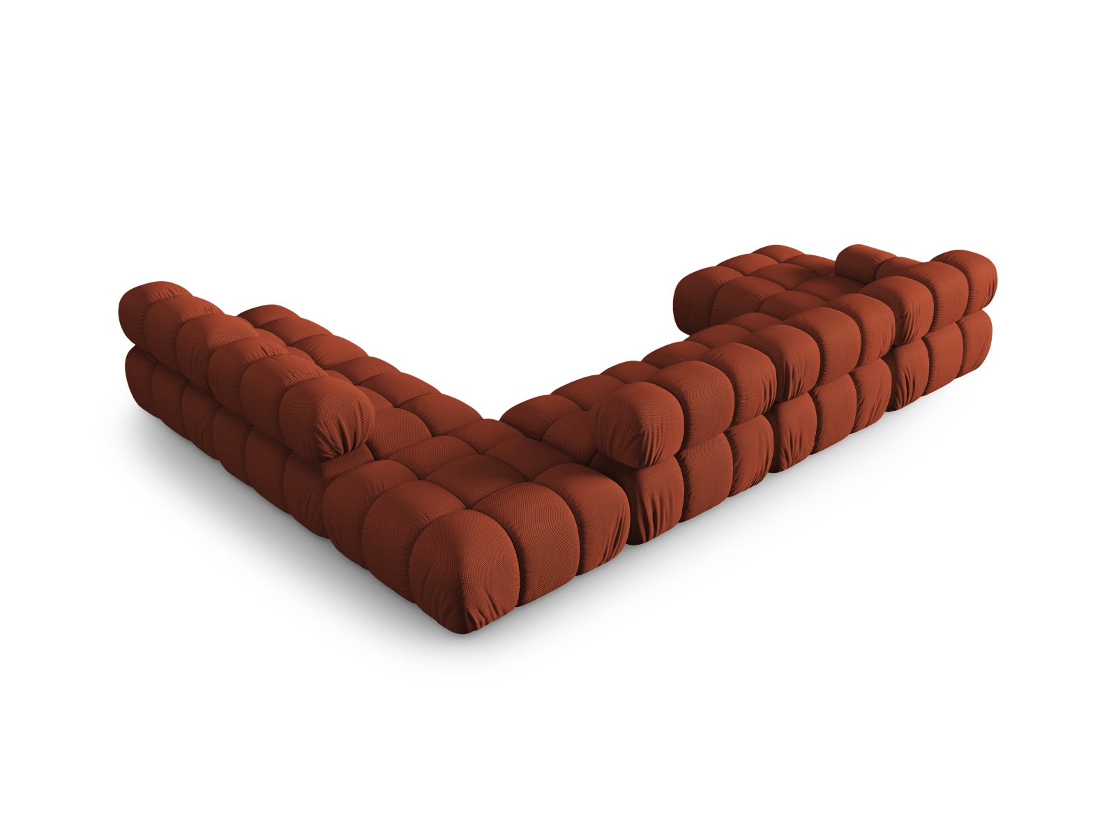 Micadoni Modulares Panorama Ecksofa Bellis 7-Sitzer Rechts 3D-Stoff Sonic Ziegel