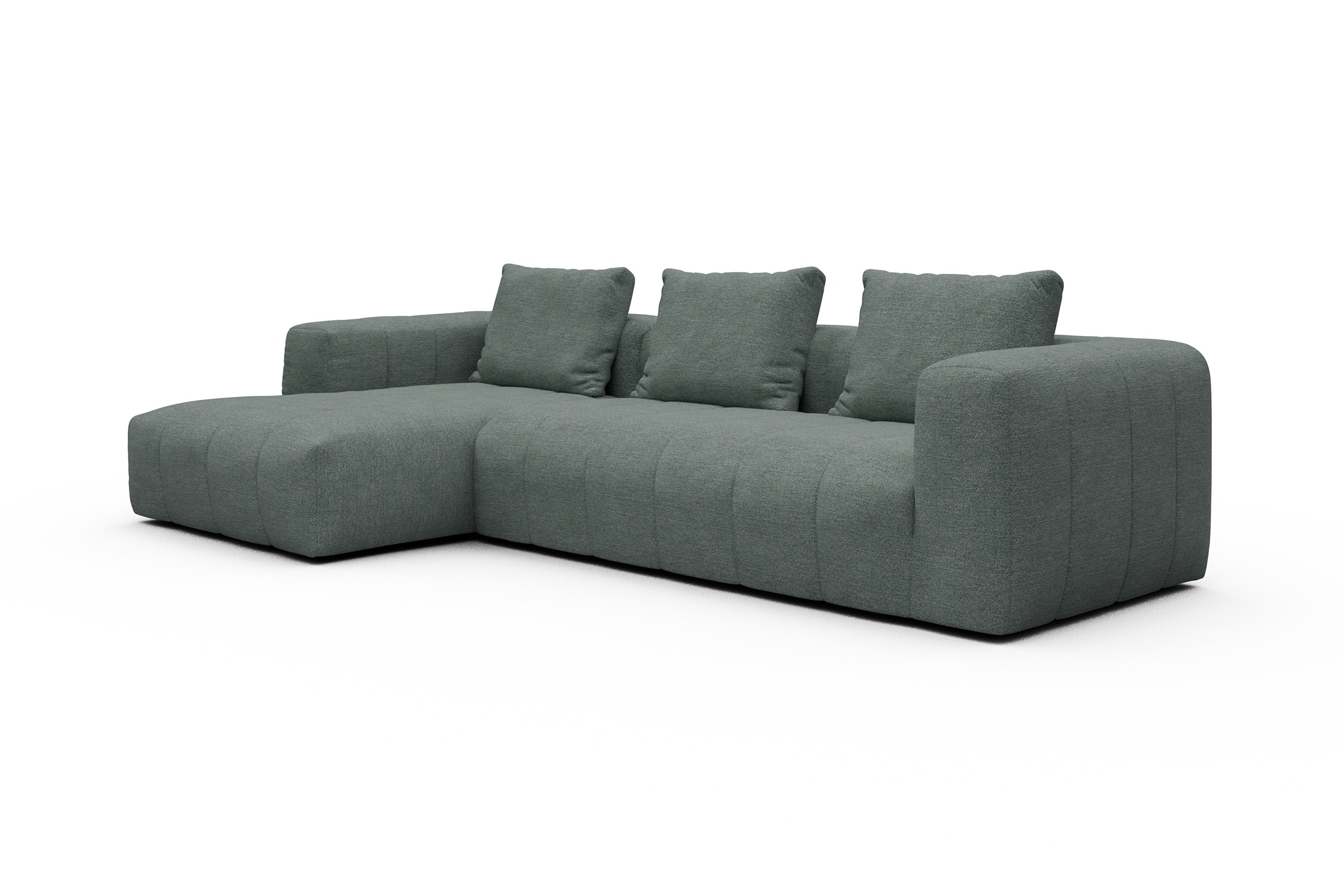 Ecksofa Hugo 2,5-Sitzer Armlehne rechts mit Chaiselongue Carreno-Ice-Blue