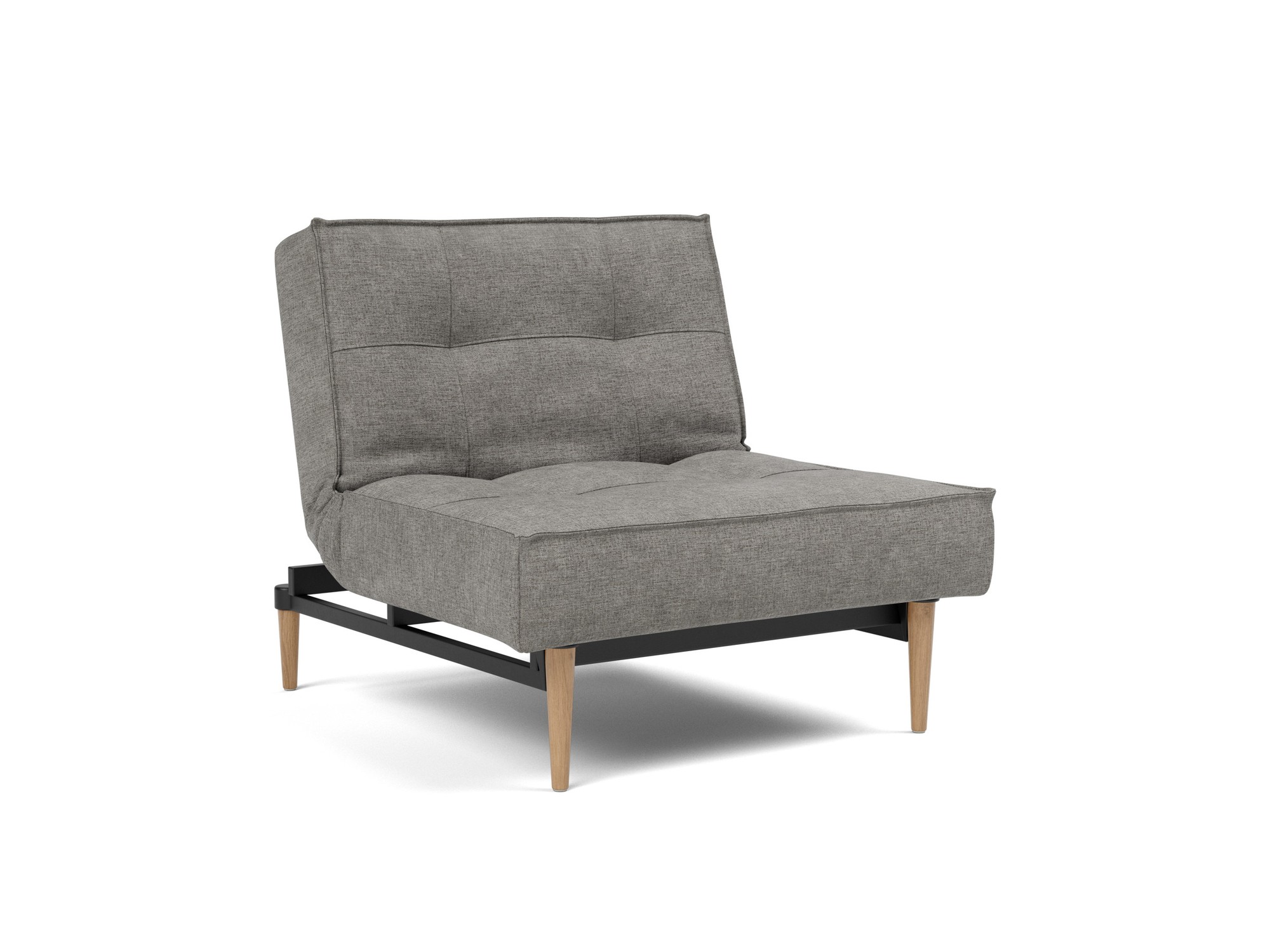 Sessel Splitback Flachgewebe Avella 282-Warm-Grey Beine Styletto Eiche hell