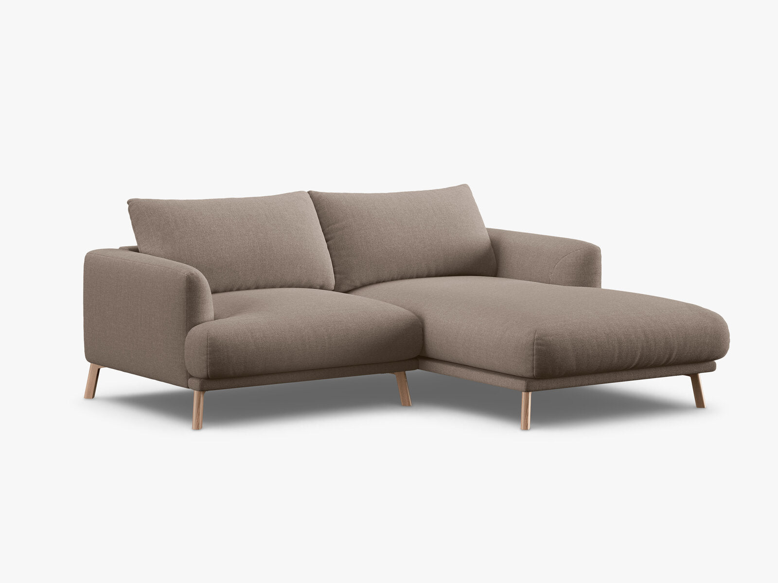 Micadoni Ecksofa Naomi 3-Sitzer kleine Version Rechts Strukturierter Stoff Liberty Cappuccino