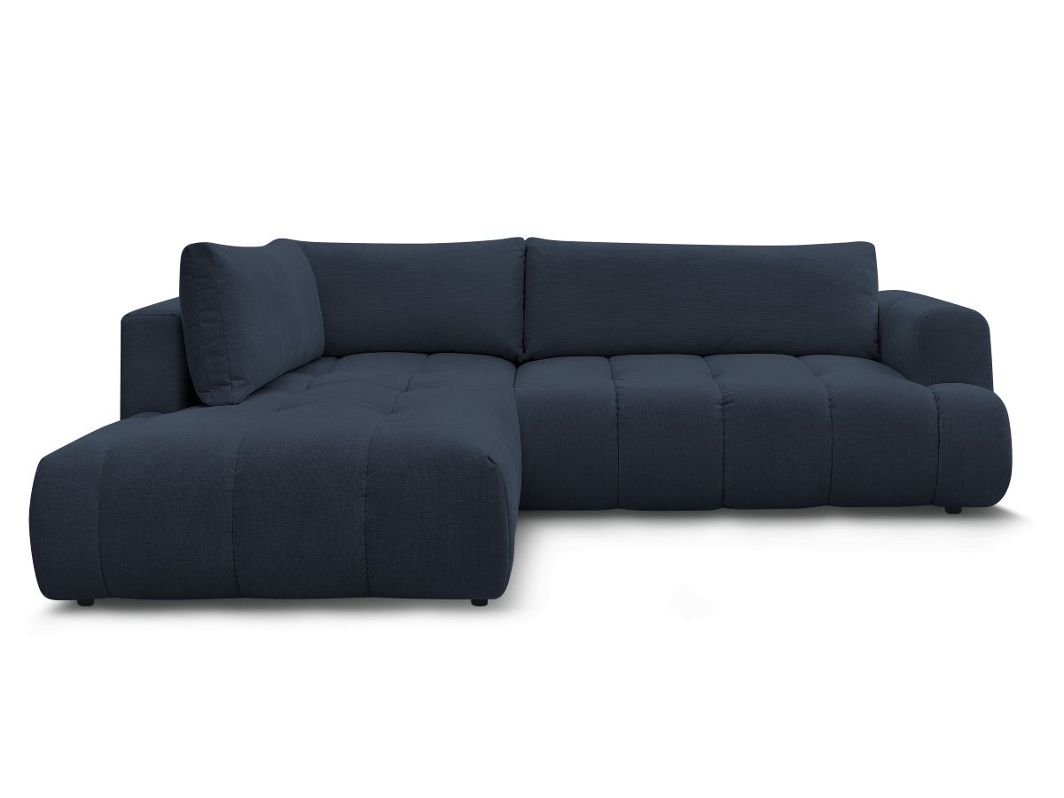 Bobochic Fuji Ecksofa mit Schlaffunktion und Bettkasten 282 × 204 cm Stoff Dunkelblau Ecke links