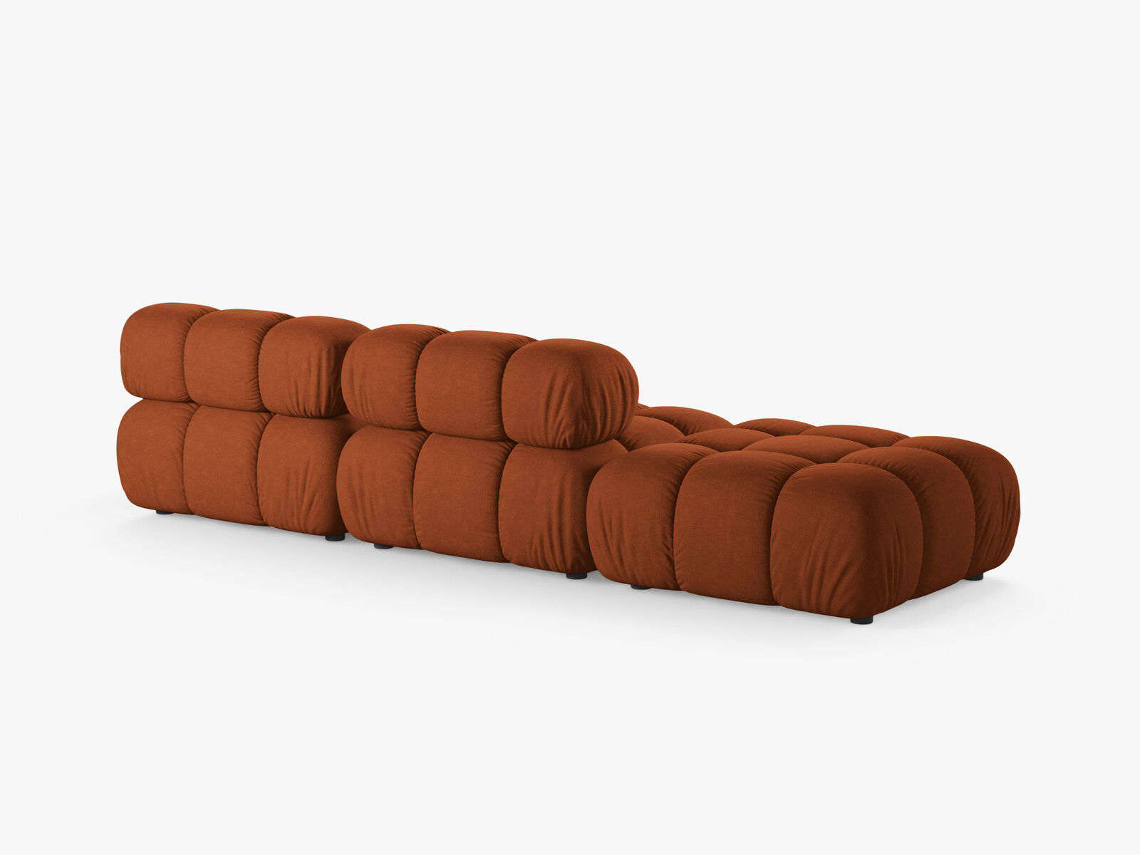 Micadoni Modulares Sofa Bellis 4-Sitzer Links Strukturierter Stoff Liberty Ziegel