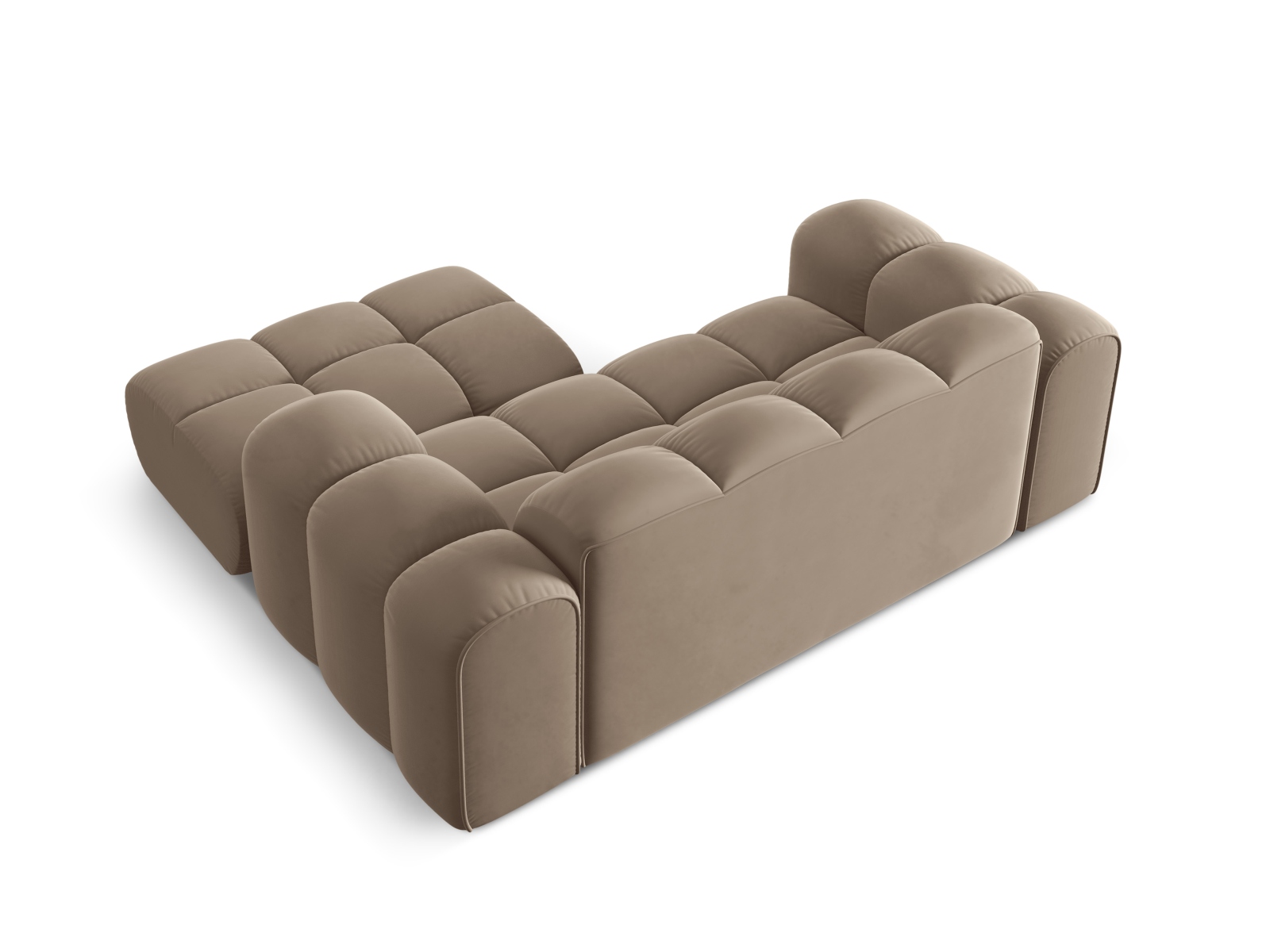 Cosmopolitan Design Ecksofa Treno 2-Sitzer Samt Bluvel Cappuccino Rechts