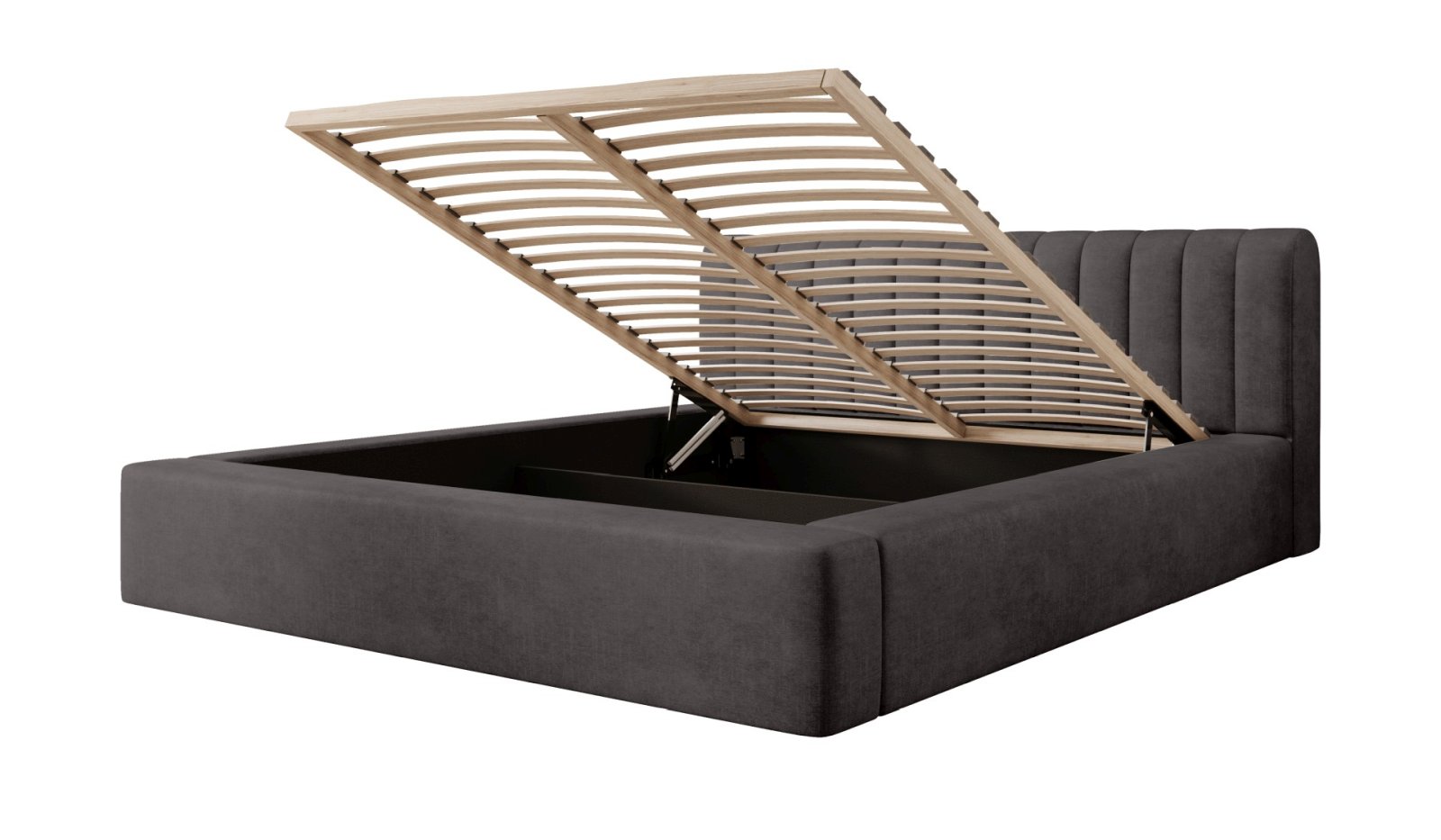 Polsterbett Faroa Samtstoff 180x200 mit Holzrahmen Macau Anthracite