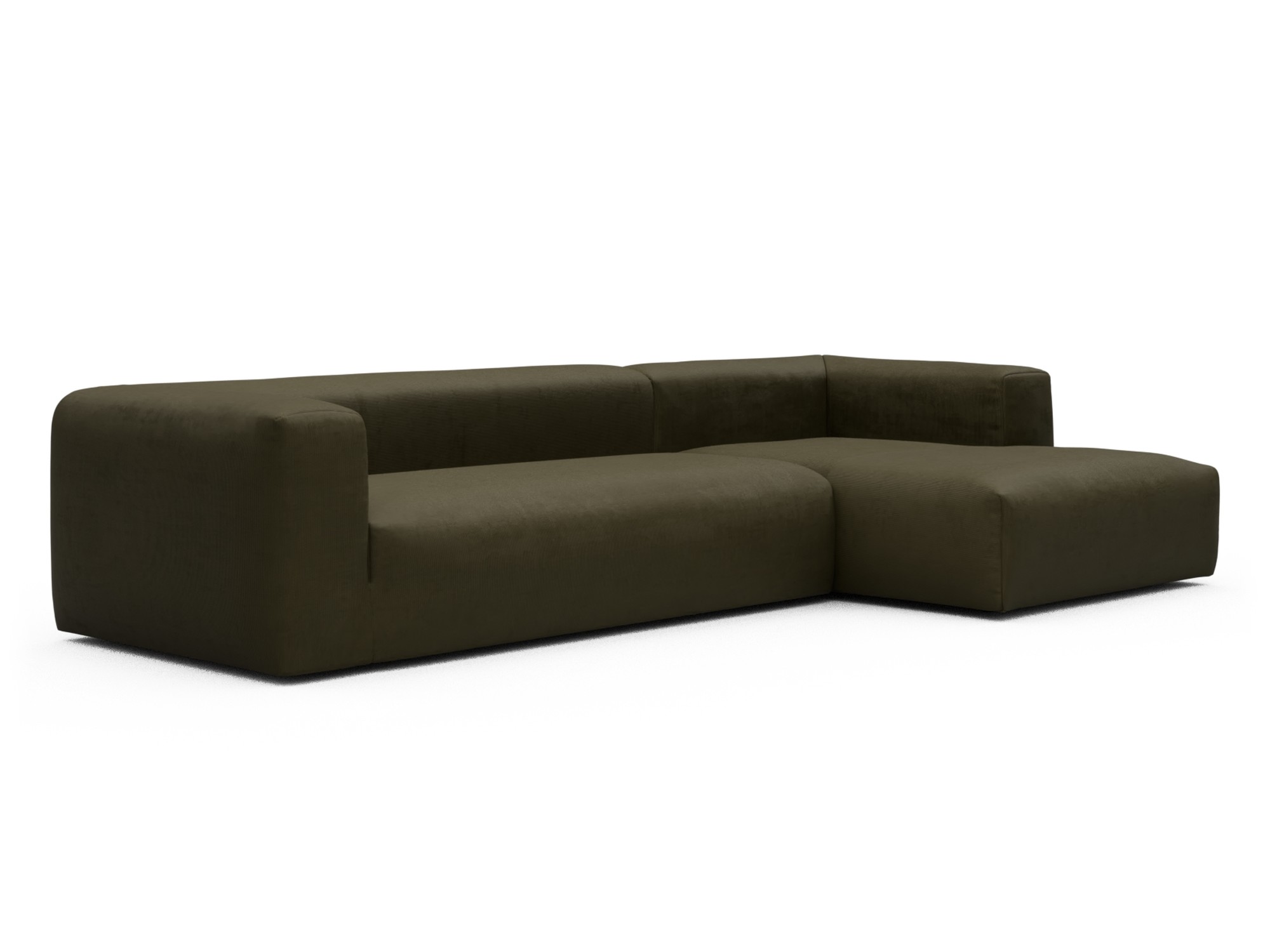 Skandi Home Ecksofa Fred Chaiselongue rechts mit 2,5-Sitzer Cordufine-Pine-Green moebelfaktor