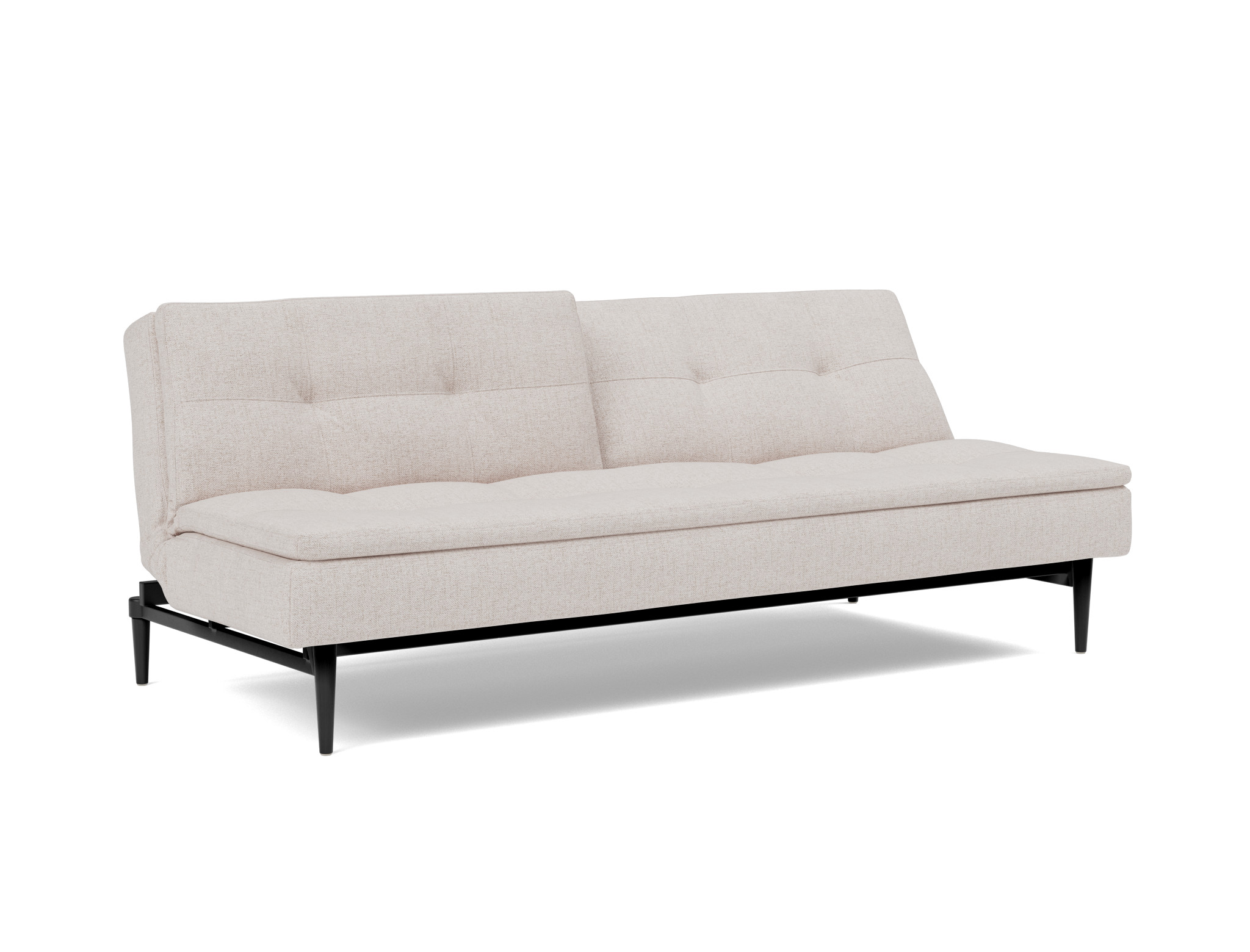 Schlafsofa Dublexo Strukturierter Stoff Weda 300-Weda-Sand Beine Styletto Eiche schwarz