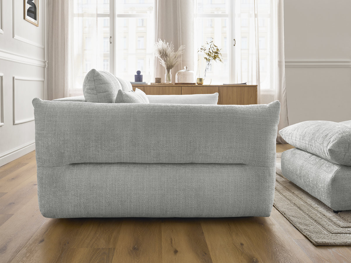 Bobochic Neil Sofa 3-Sitzer mit Pouf Strukturstoff Hellgrau