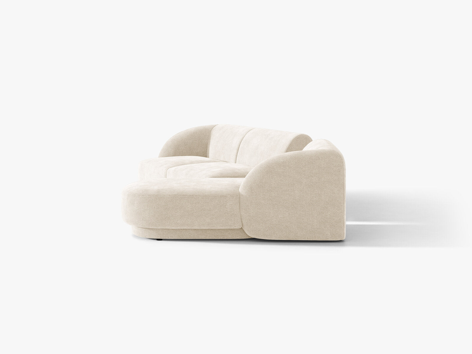 Micadoni Modulares Sofa Miley mit Recamiere 3-Sitzer Rechts Chenille Eden Elfenbein