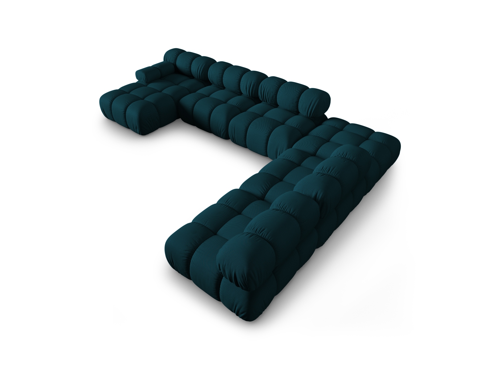 Micadoni Modulares Panorama Ecksofa Bellis 7-Sitzer Rechts 3D-Stoff Sonic Marineblau