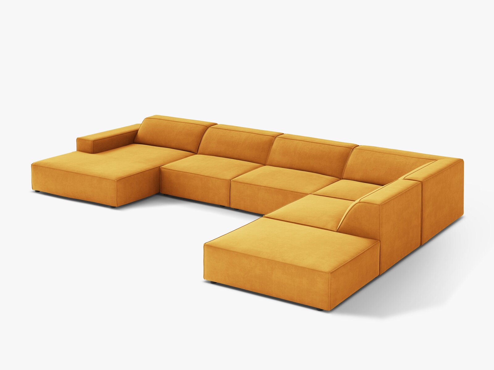 Micadoni Panorama-Ecksofa Jodie 7-Sitzer Samt Venus Gelb Rechts