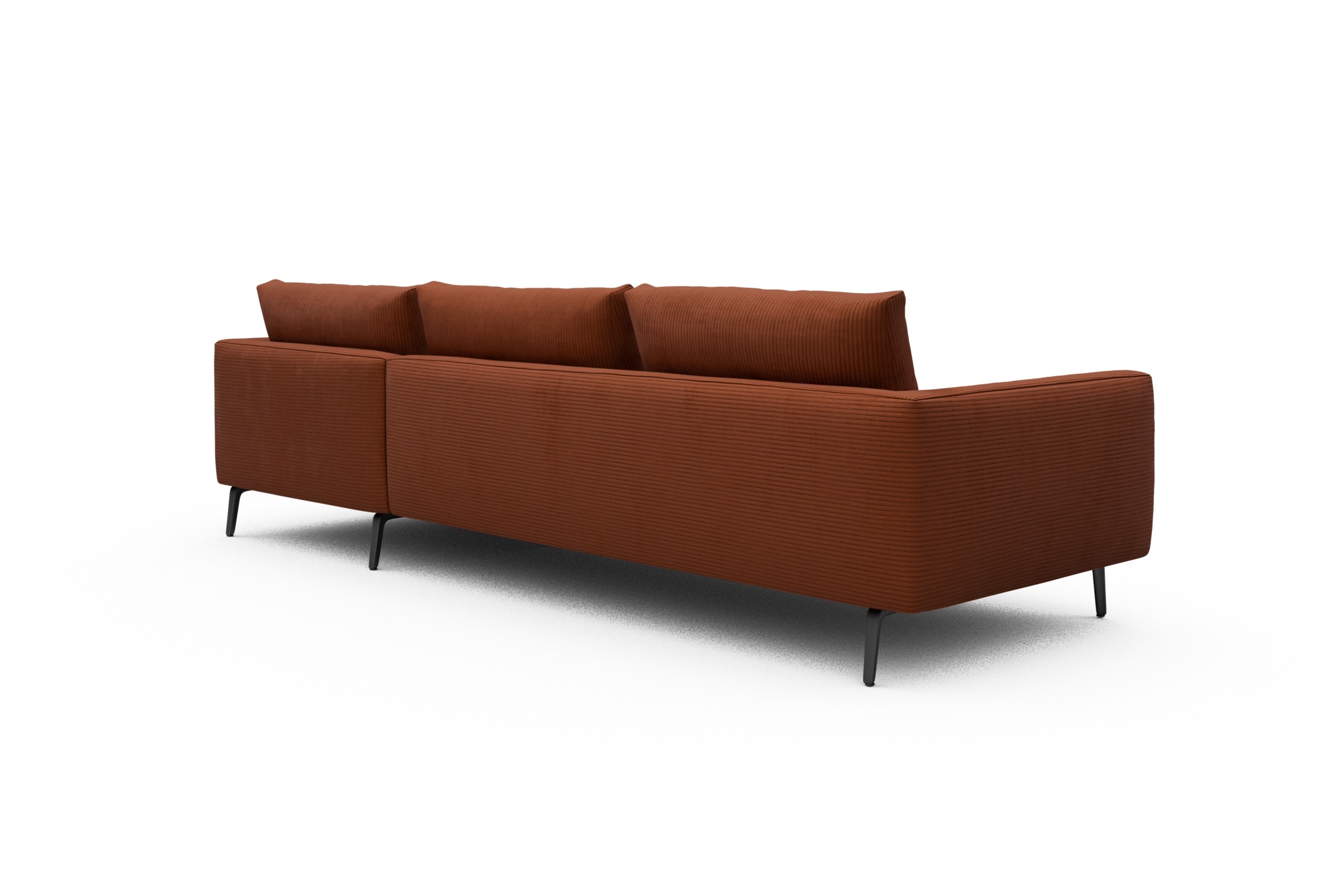 Ecksofa Karl Chaiselongue rechts mit 2,5-Sitzer Corduroy-Burnt-Orange
