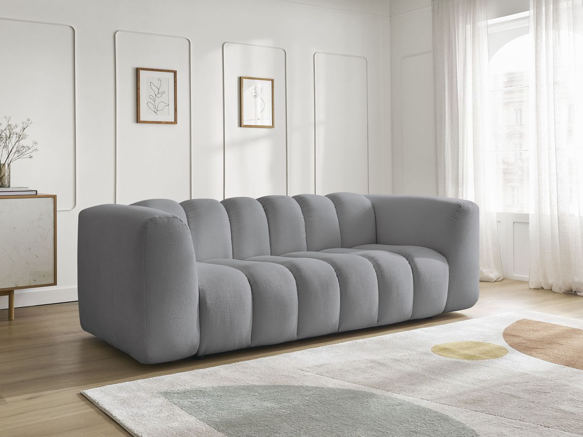 Bobochic Talia Sofa 3-Sitzer Melange-Stoff Hellgrau