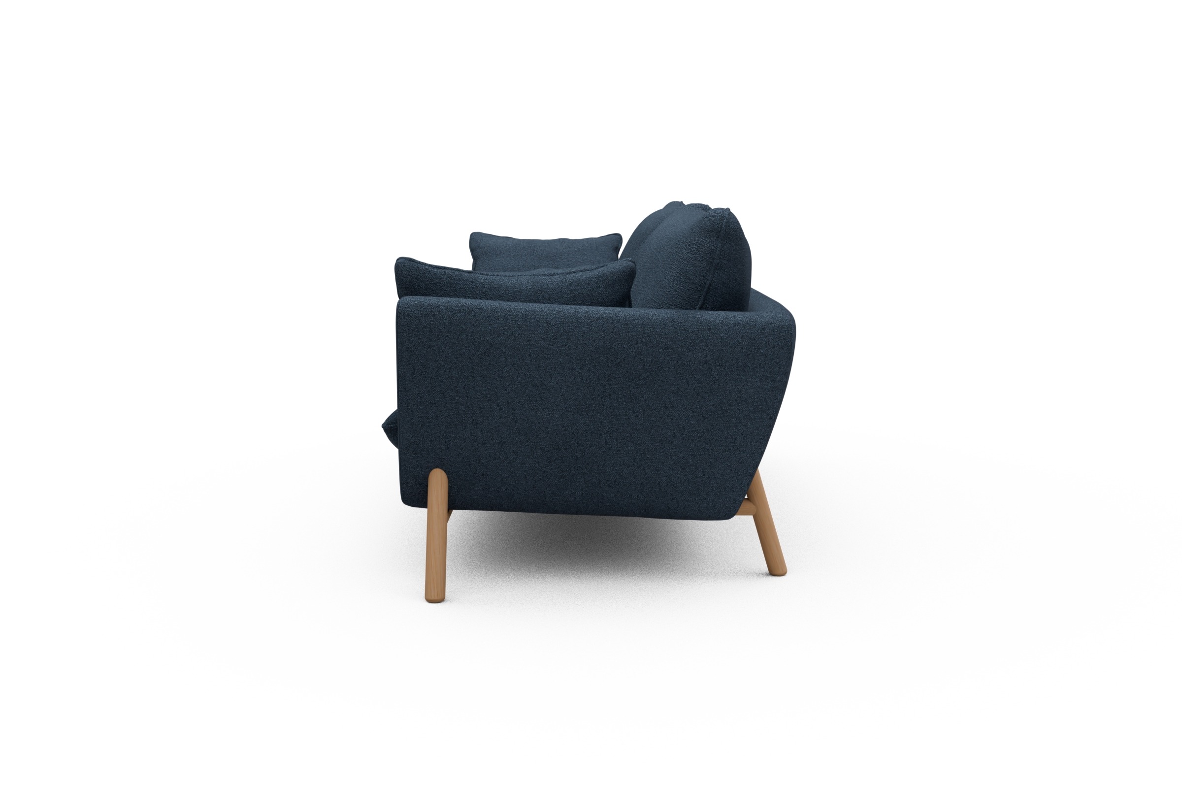 Sofa Emil 3-Sitzer Beinfarbe Eiche Natur Boucle-Blue