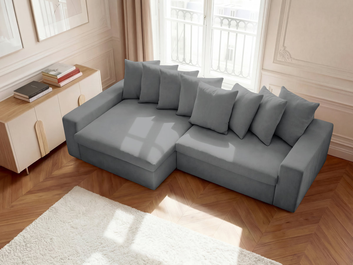Bobochic Enore Ecksofa 330 × 100 cm Stoff Dunkelgrau Ecke links