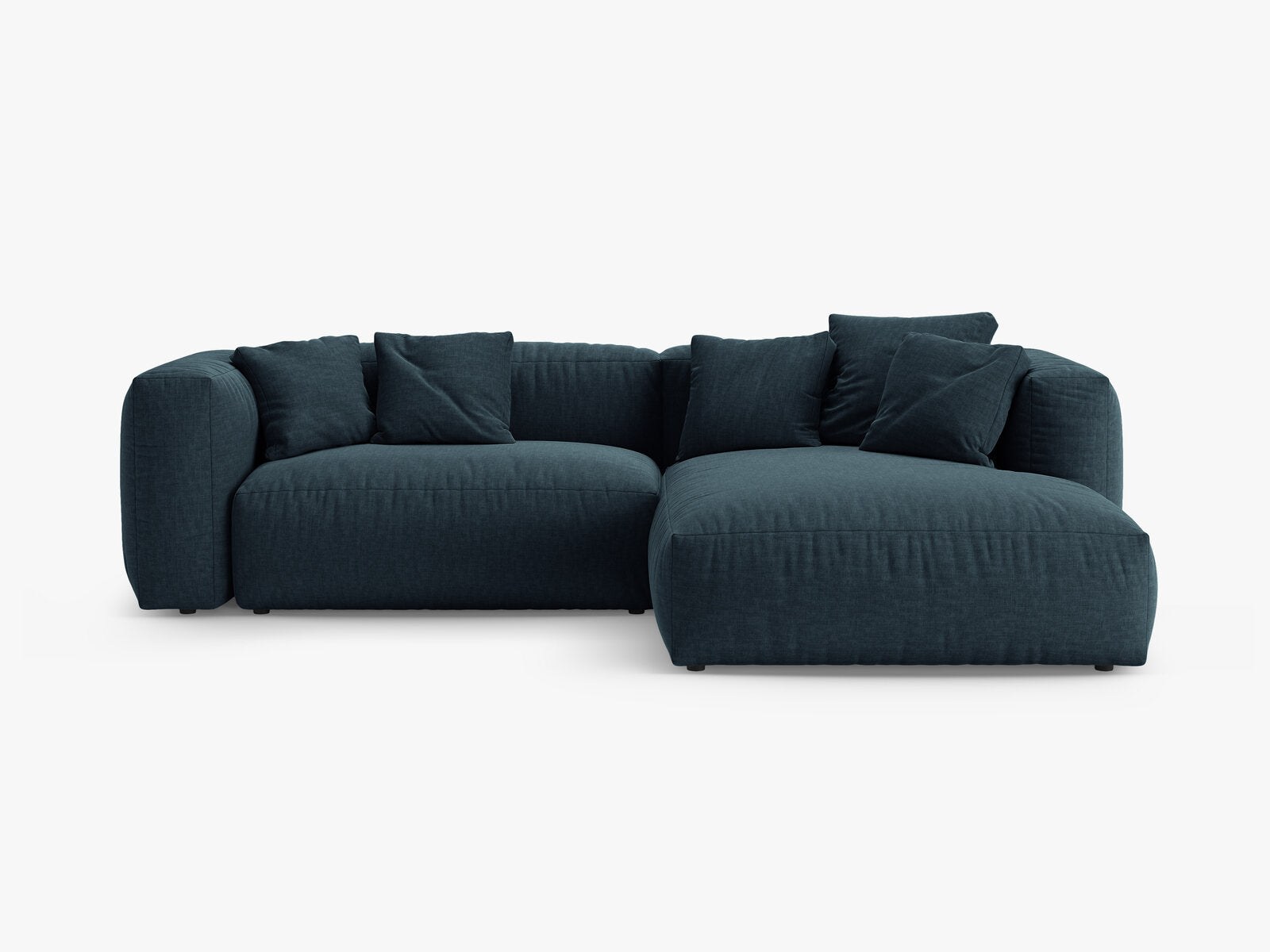 Micadoni Martina Ecksofa 4-Sitzer mit Schlaffunktion Rechts Strukturierter Stoff Boston Jeansblau