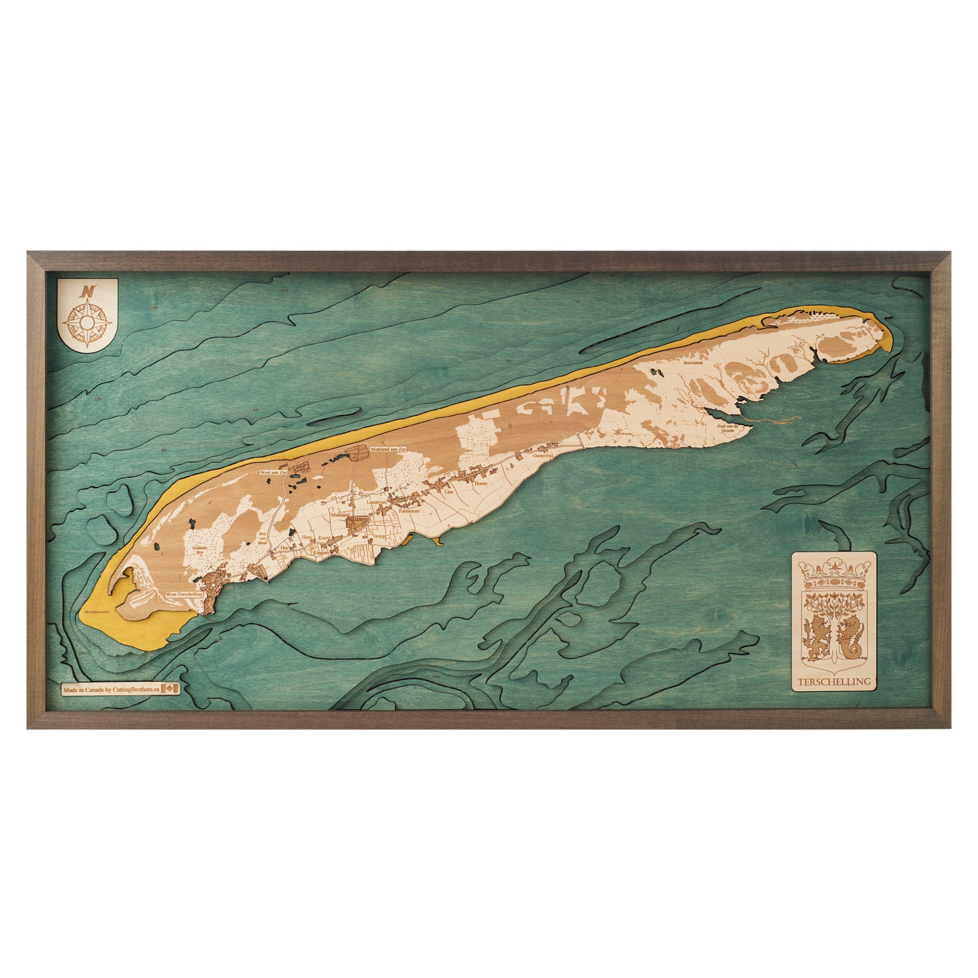 Cutting Brothers 3D Holz-Wandkarte Terschelling 81x40.5 cm