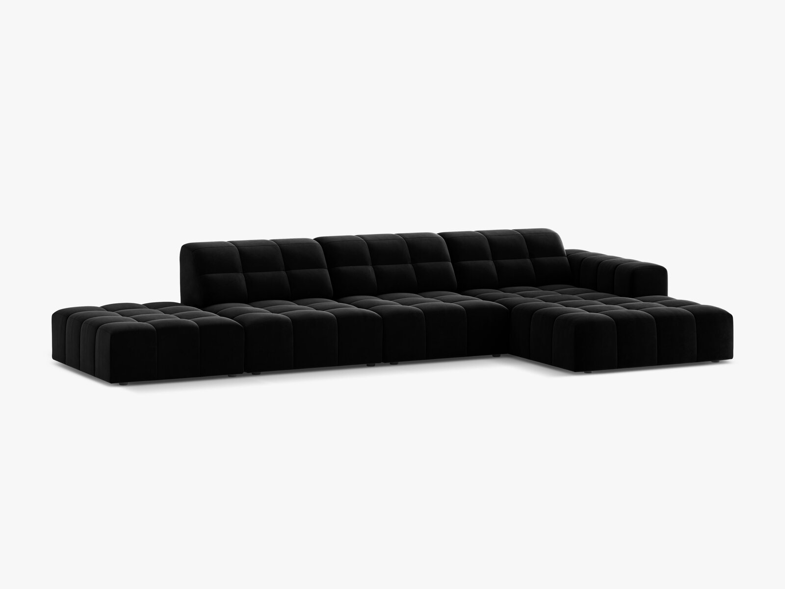 Micadoni Ecksofa Jennifer 5-Sitzer Rechts Samt Venus Schwarz