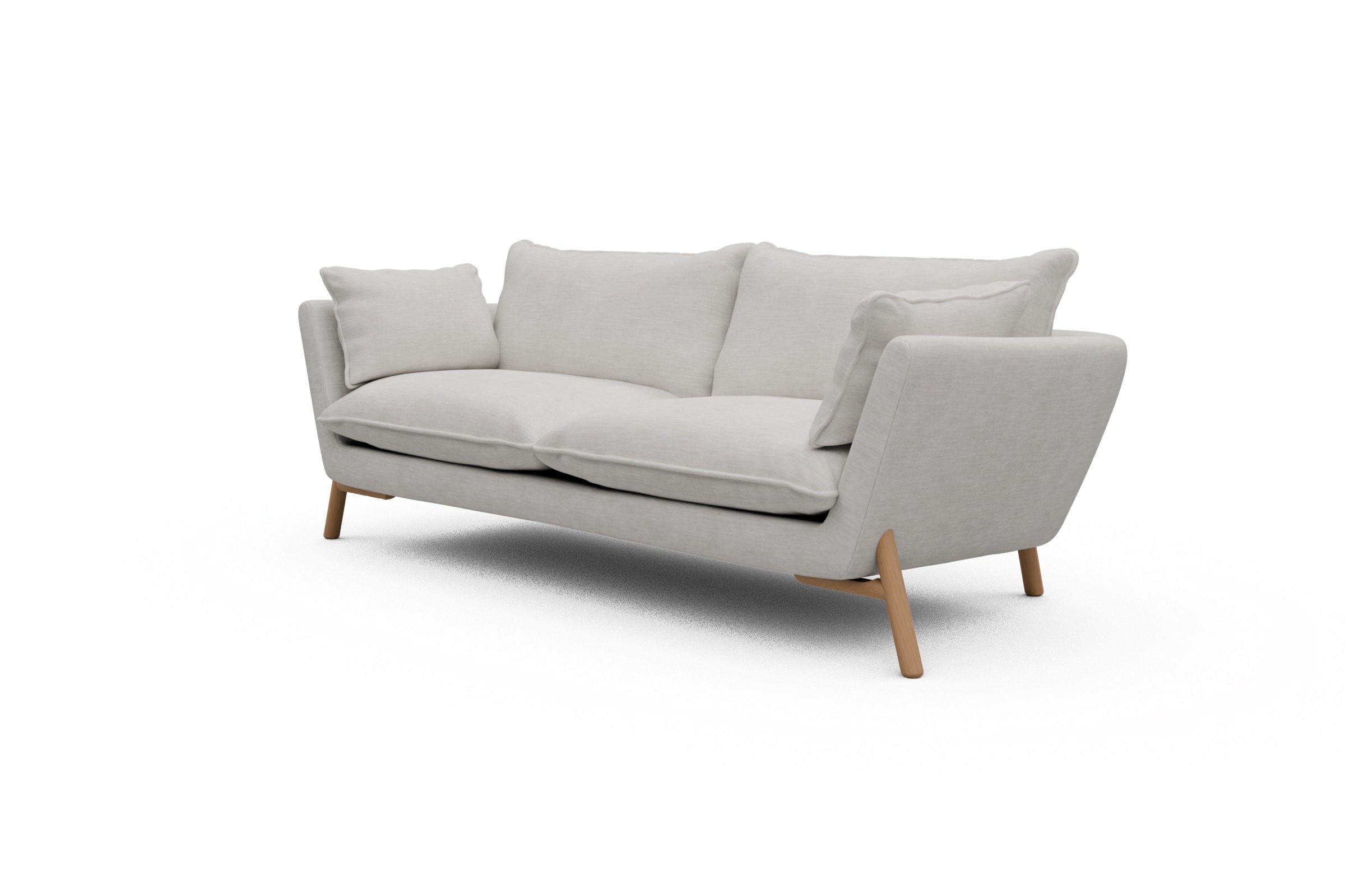 Sofa Emil PREMIUM 3-Sitzer Beinfarbe Eiche Natur Vivus-Dusty-Off-White