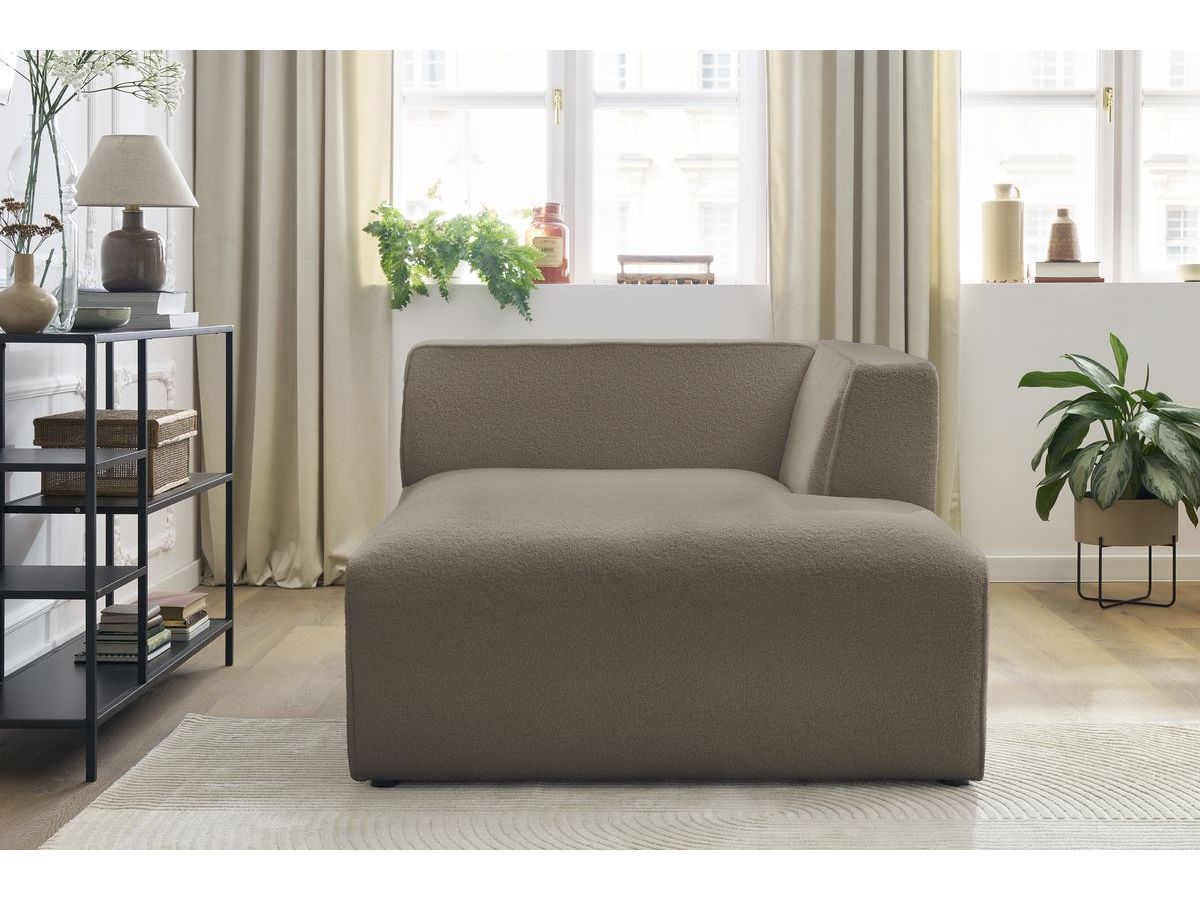 Bobochic Megeve Méridienne-Modul Bouclé-Stoff Braun Ecke rechts