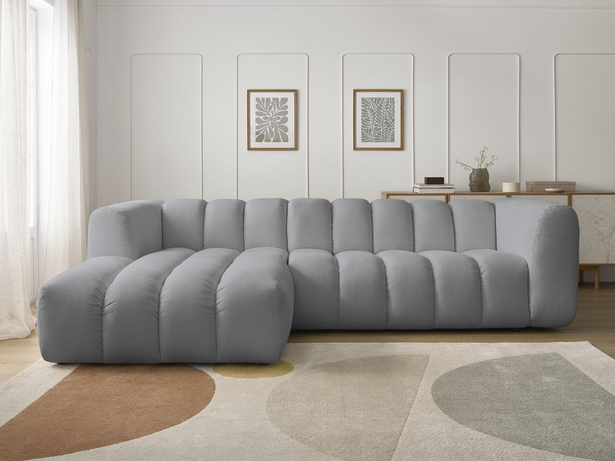 Bobochic Talia Ecksofa Melange-Stoff Hellgrau Ecke links