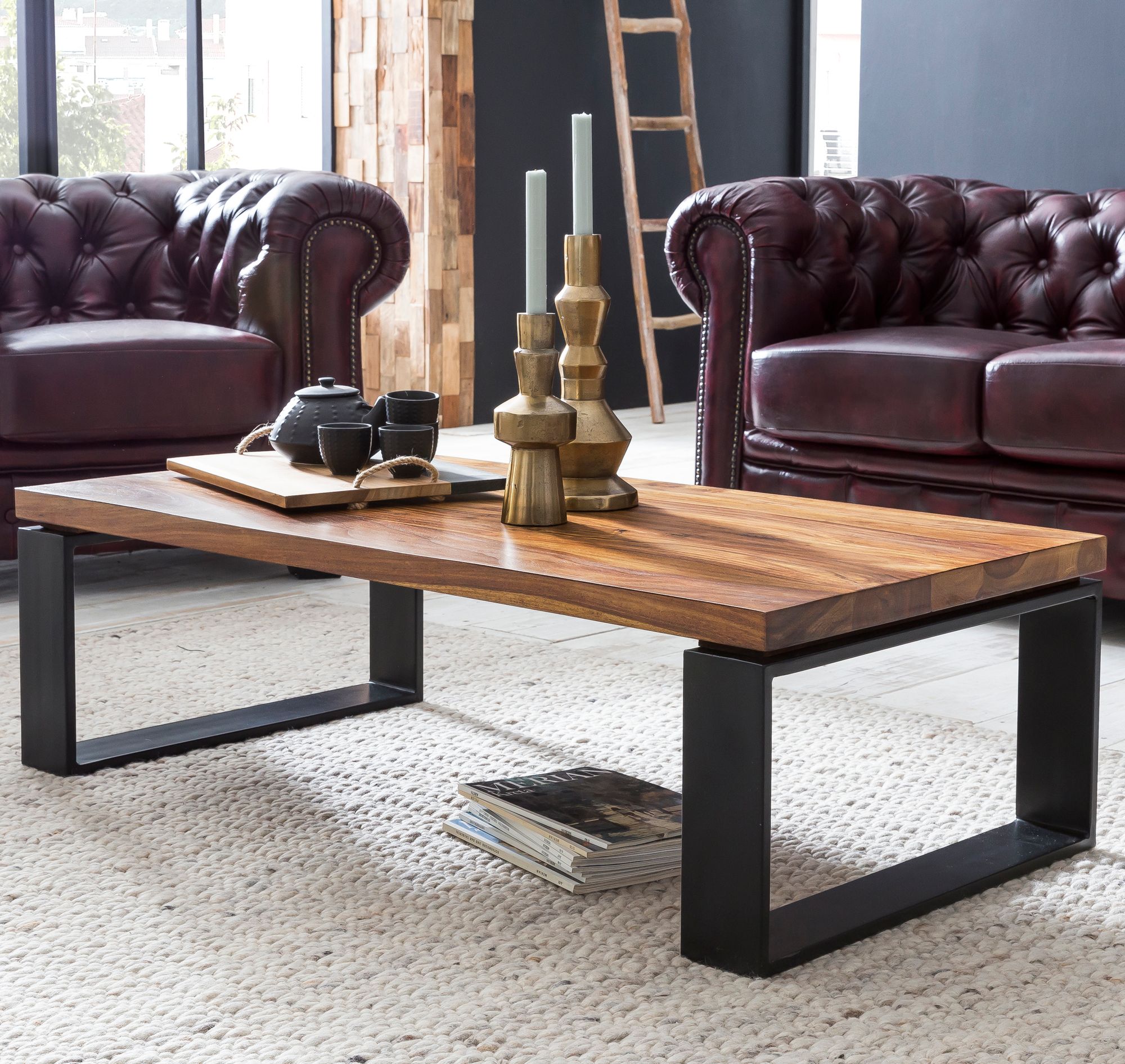 Couchtisch Egeskov Massivholz Dunkelbraun 115 × 60 × 35 cm