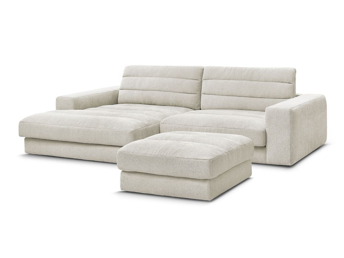 Bobochic Sierra Ecksofa mit Pouf Strukturstoff Beige Ecke links